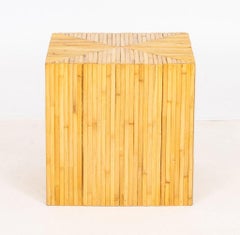 Gabriella Crespi Style Modern Cube Bamboo Side Table