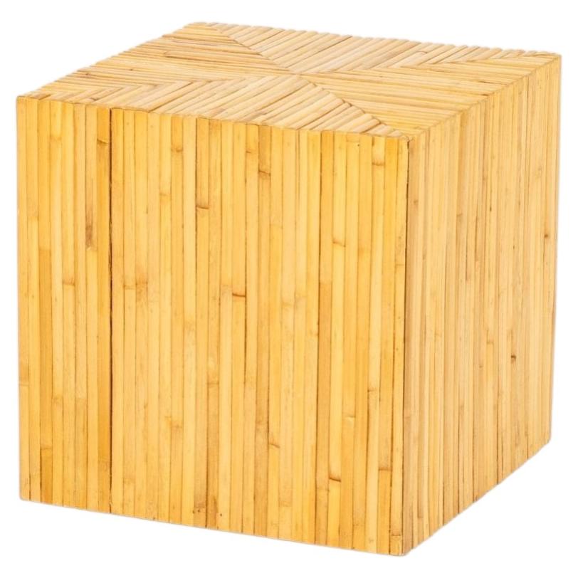 Vintage Modern Cube Bamboo Side Table, Late 20th Century For Sale