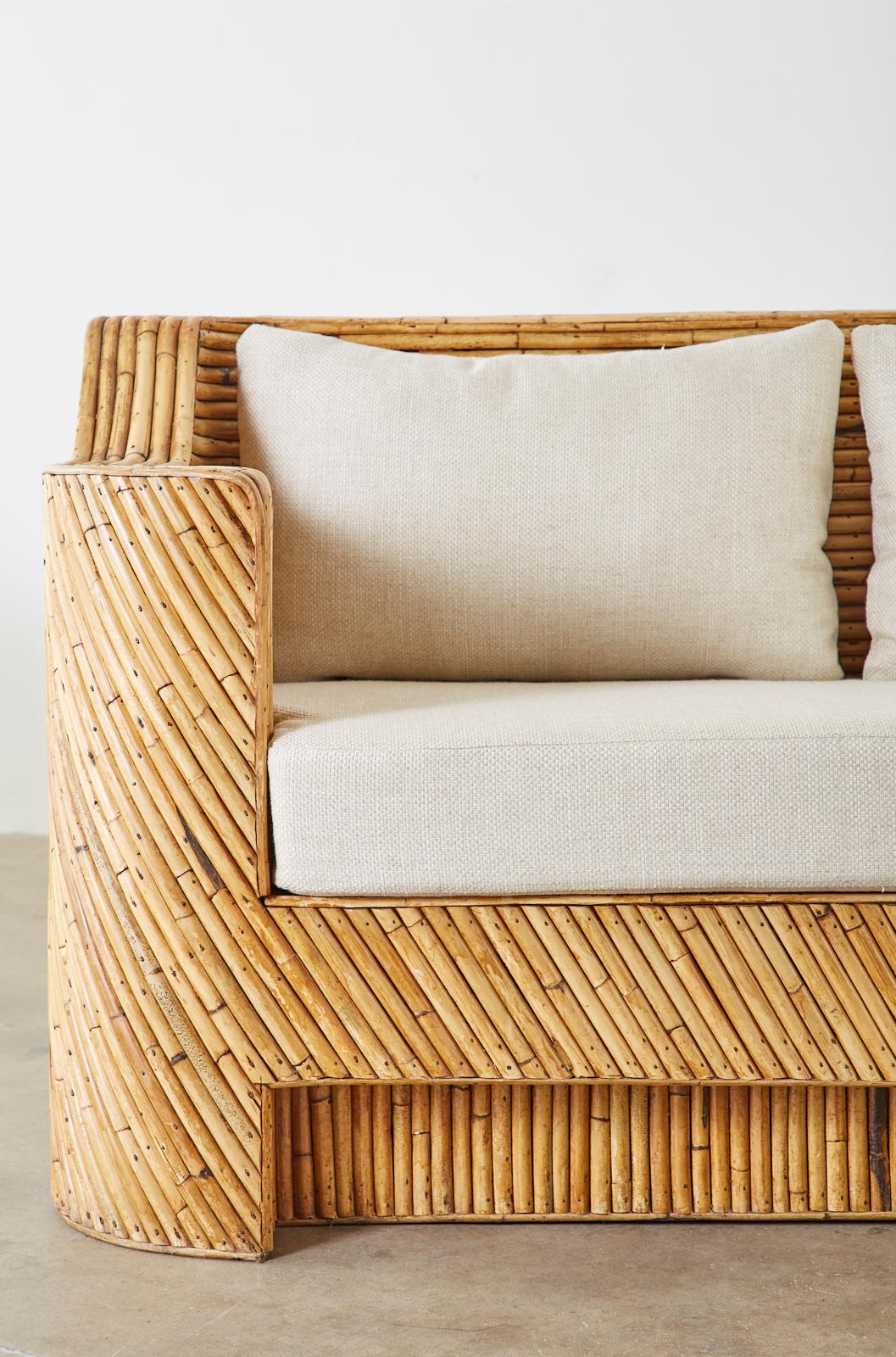 Hollywood Regency Organic Modern Bamboo Rattan Sofa 2