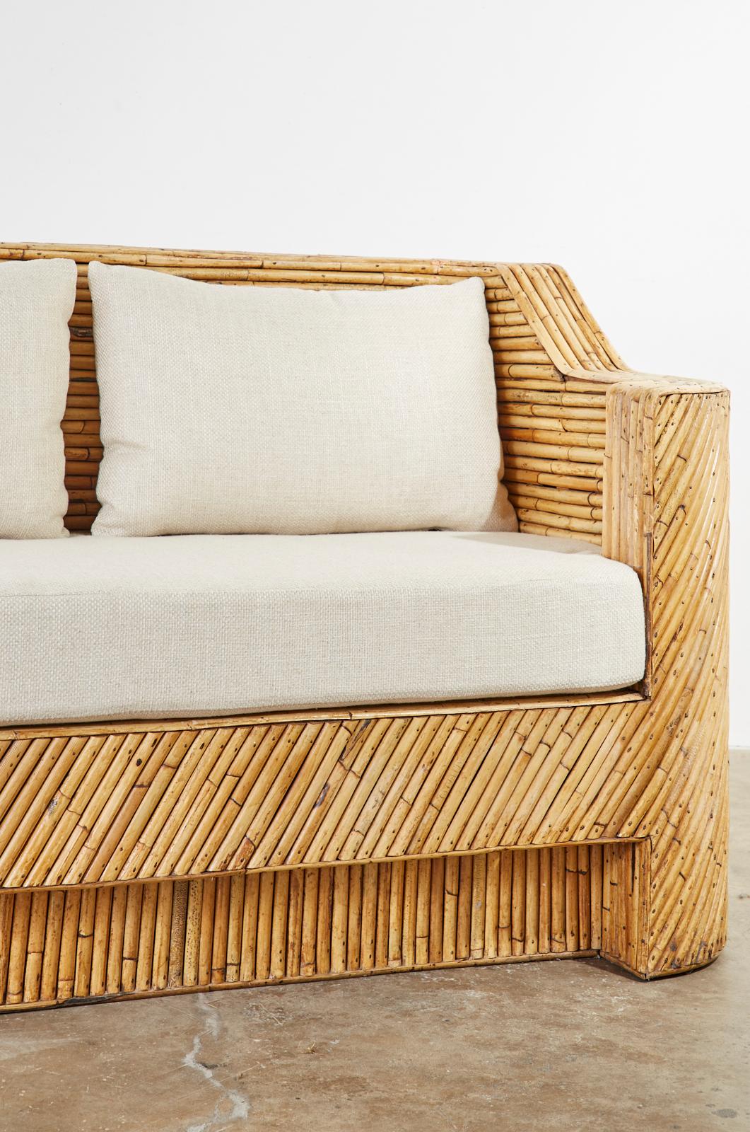 Hollywood Regency Organic Modern Bamboo Rattan Sofa 3