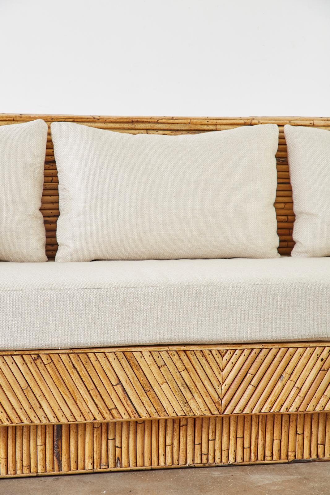 Hollywood Regency Organic Modern Bamboo Rattan Sofa 4