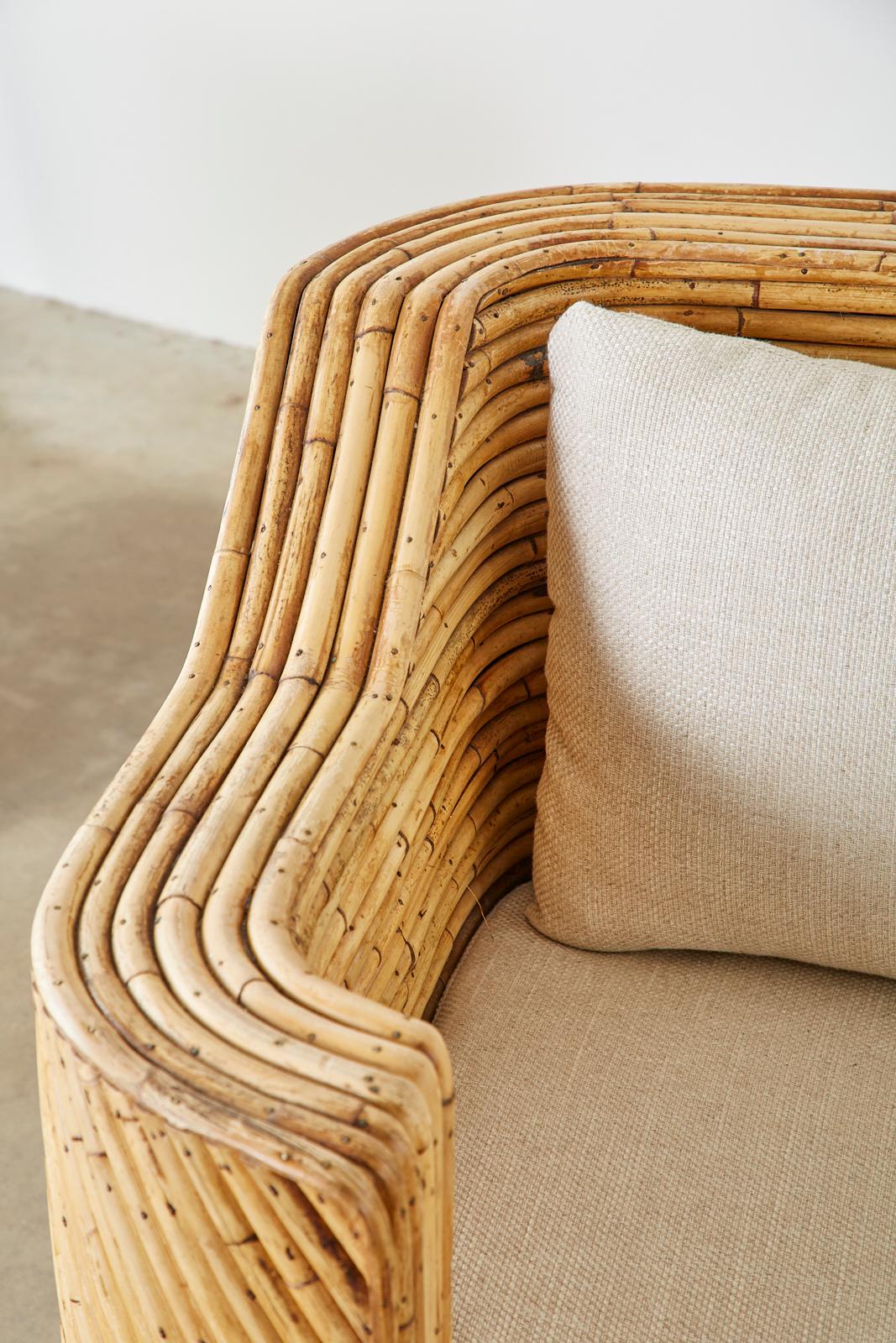 Hollywood Regency Organic Modern Bamboo Rattan Sofa 7