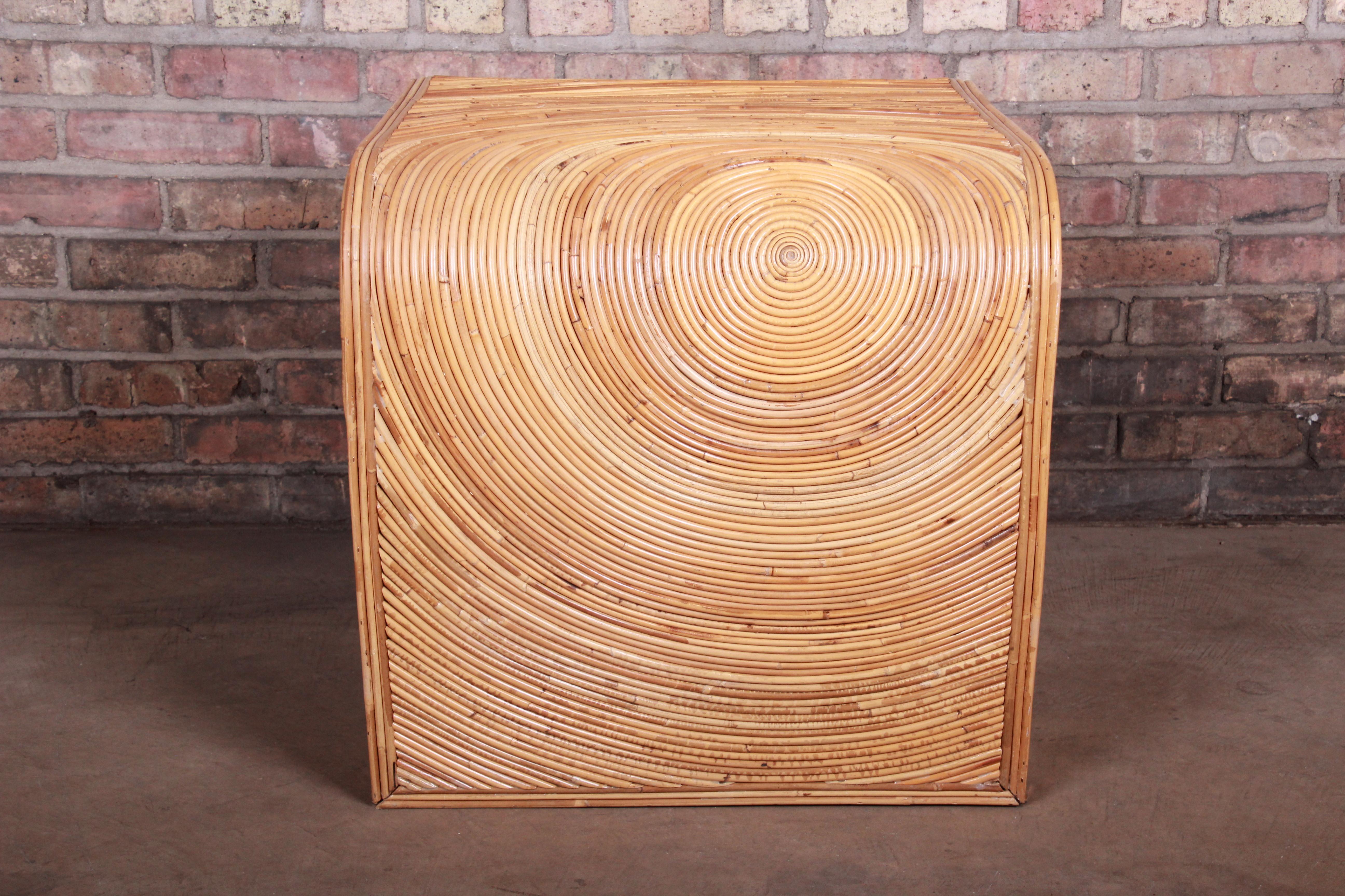 Organic Modern Split Reed Rattan Side Table 5