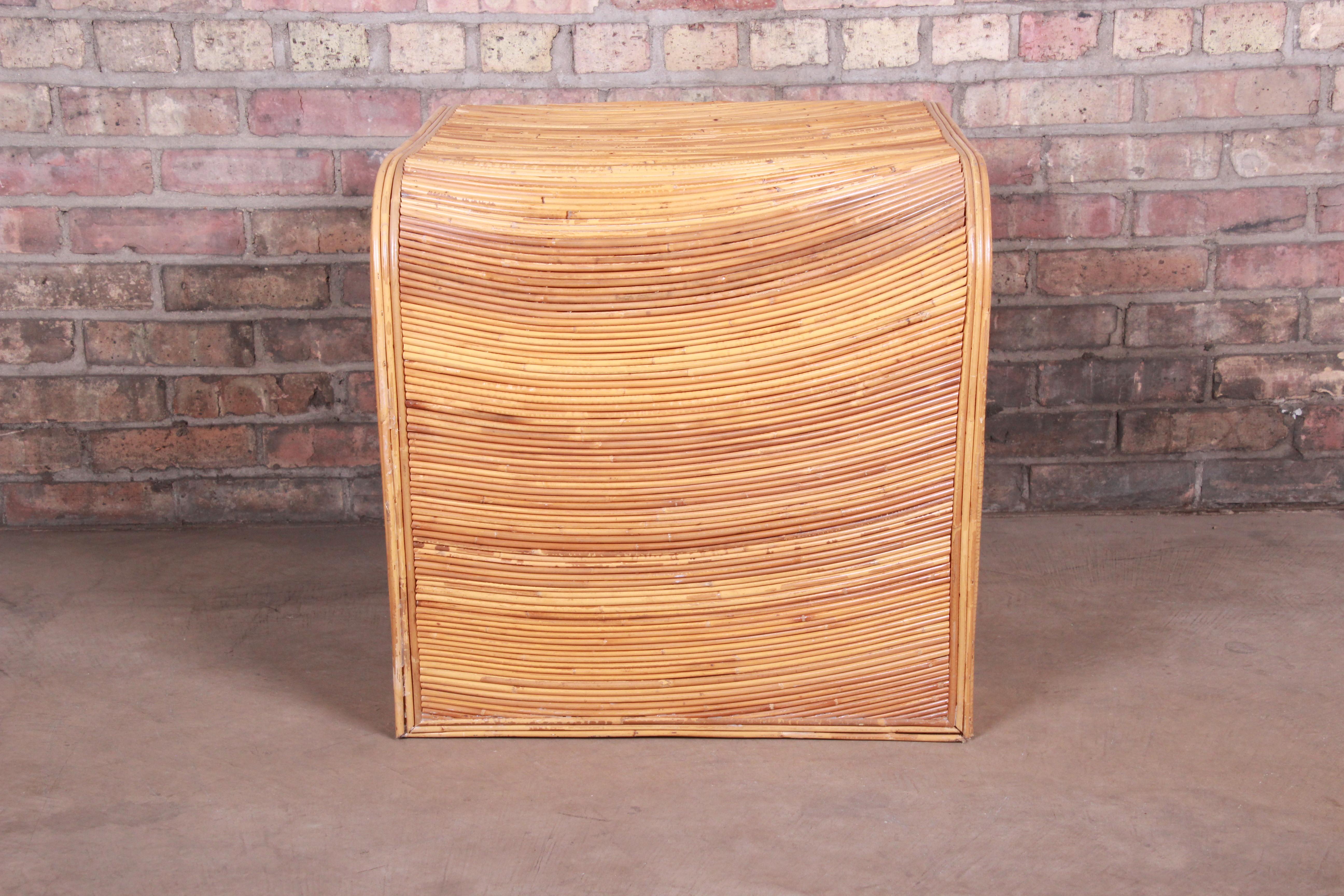 Organic Modern Split Reed Rattan Side Table 7