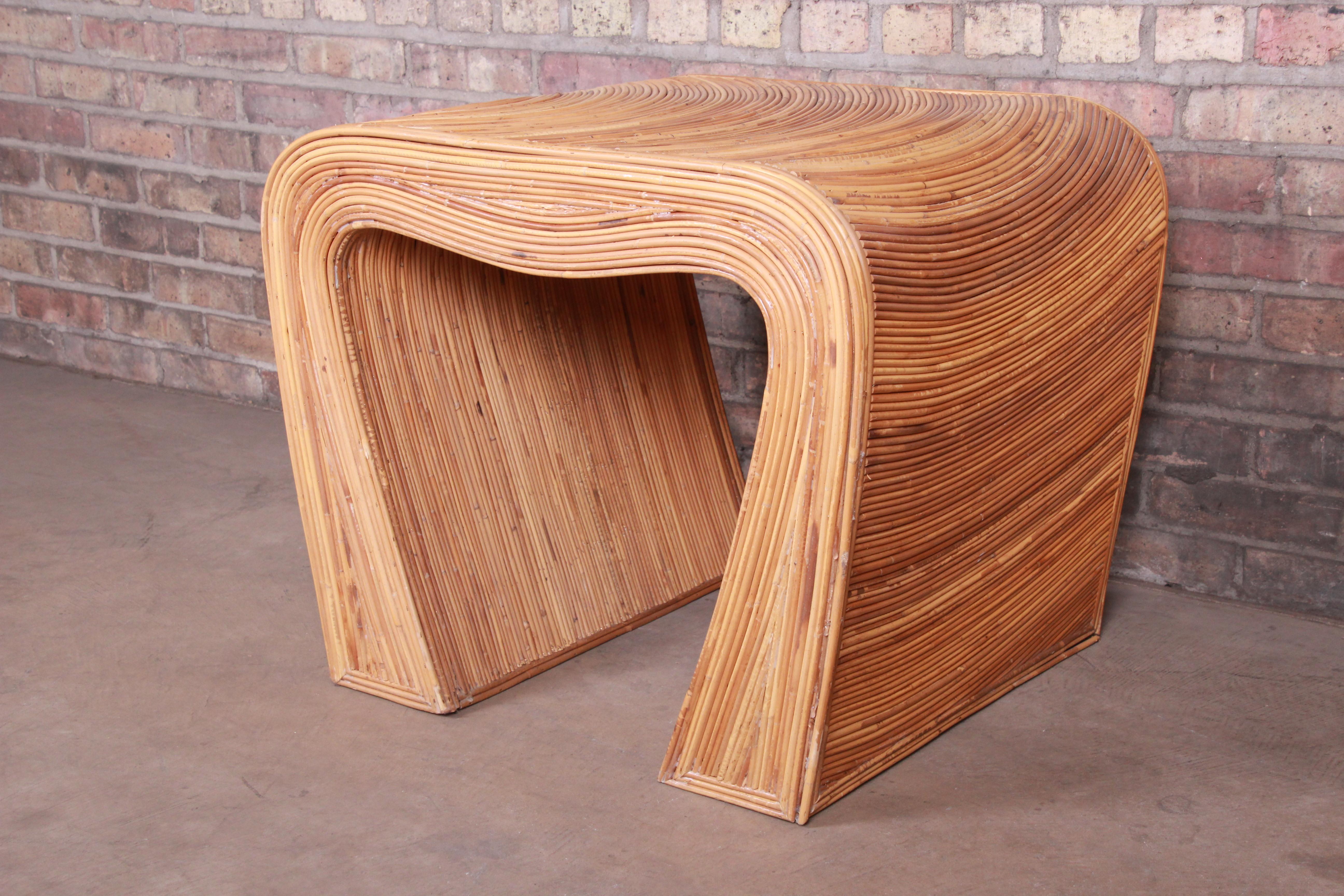 Organic Modern Split Reed Rattan Side Table 1