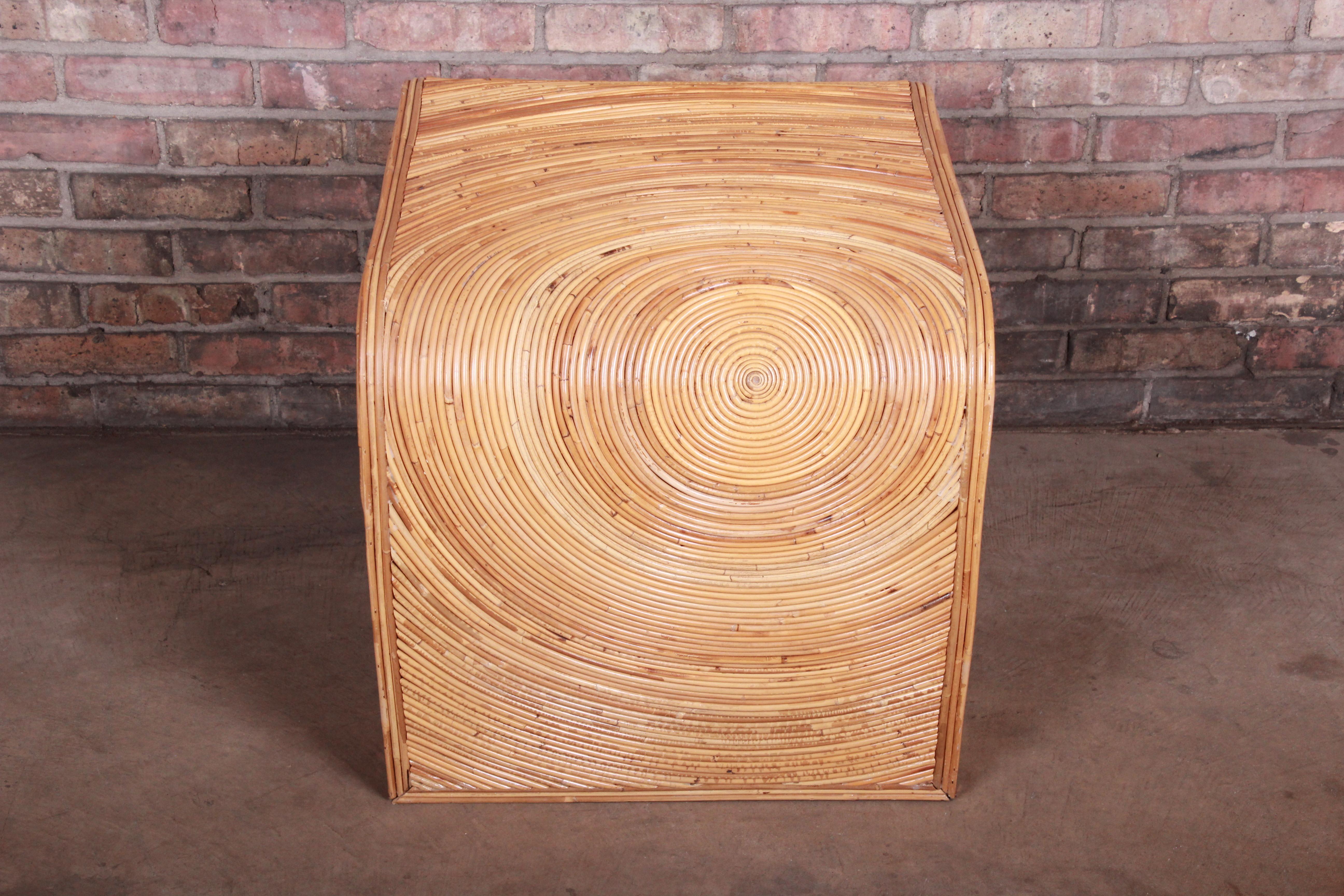 Organic Modern Split Reed Rattan Side Table 4
