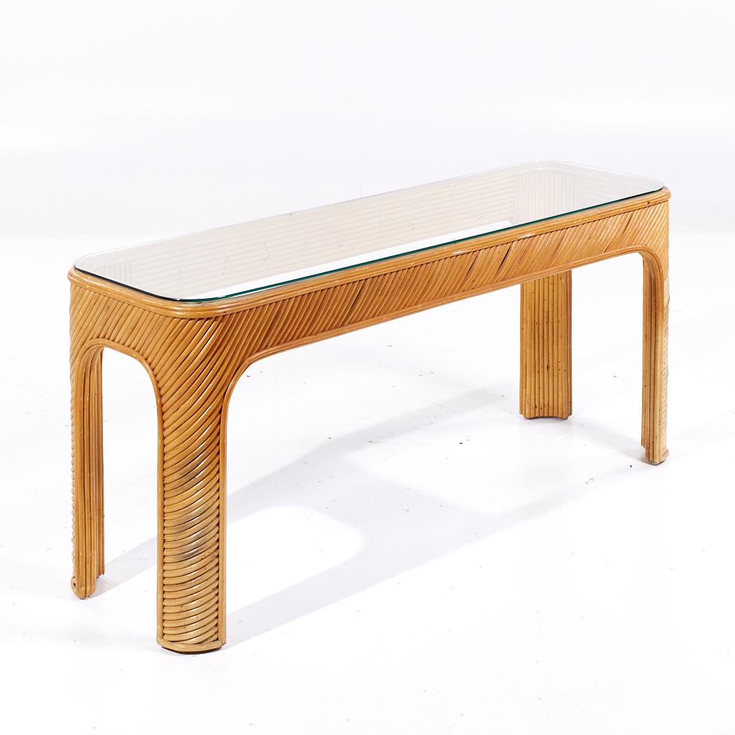 Gabriella Crespi Style Pencil Reed Mid Century Console Table In Good Condition In Franklin Park, IL