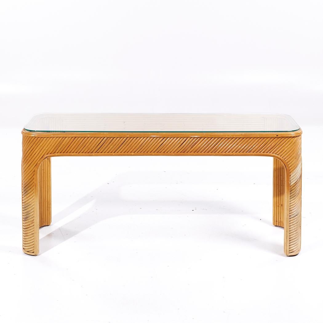 Late 20th Century Gabriella Crespi Style Pencil Reed Mid Century Console Table