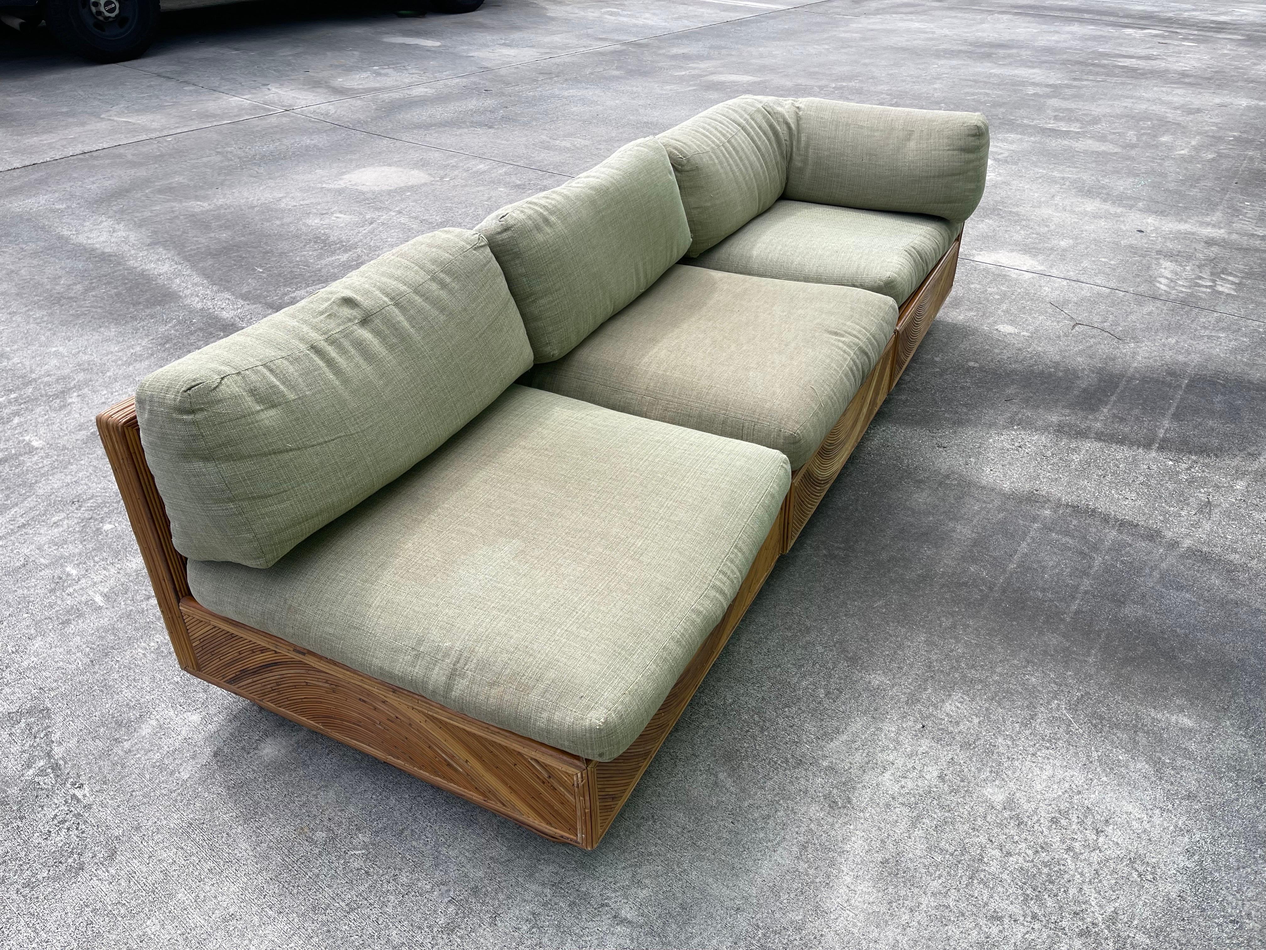 Late 20th Century Modernist Pencil Reed Modular Sofa, Comfort Designs, 1970s For Sale