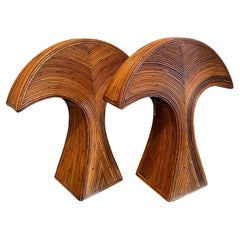 Gabriella Crespi Style Pencil Reed Table Lamps- A Pair