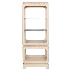 Gabriella Crespi Style Pencil Wood Bamboo & Glass Etagere