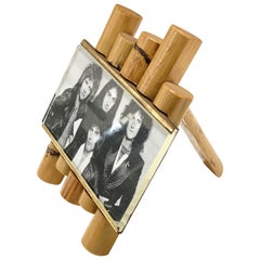 Gabriella Crespi Style Photo Frame in Bamboo, Lucite and Brass, Italy, 1970s