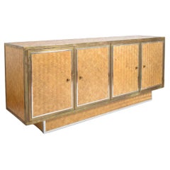 Gabriella Crespi style rattan and brass sideboard, 1970s.