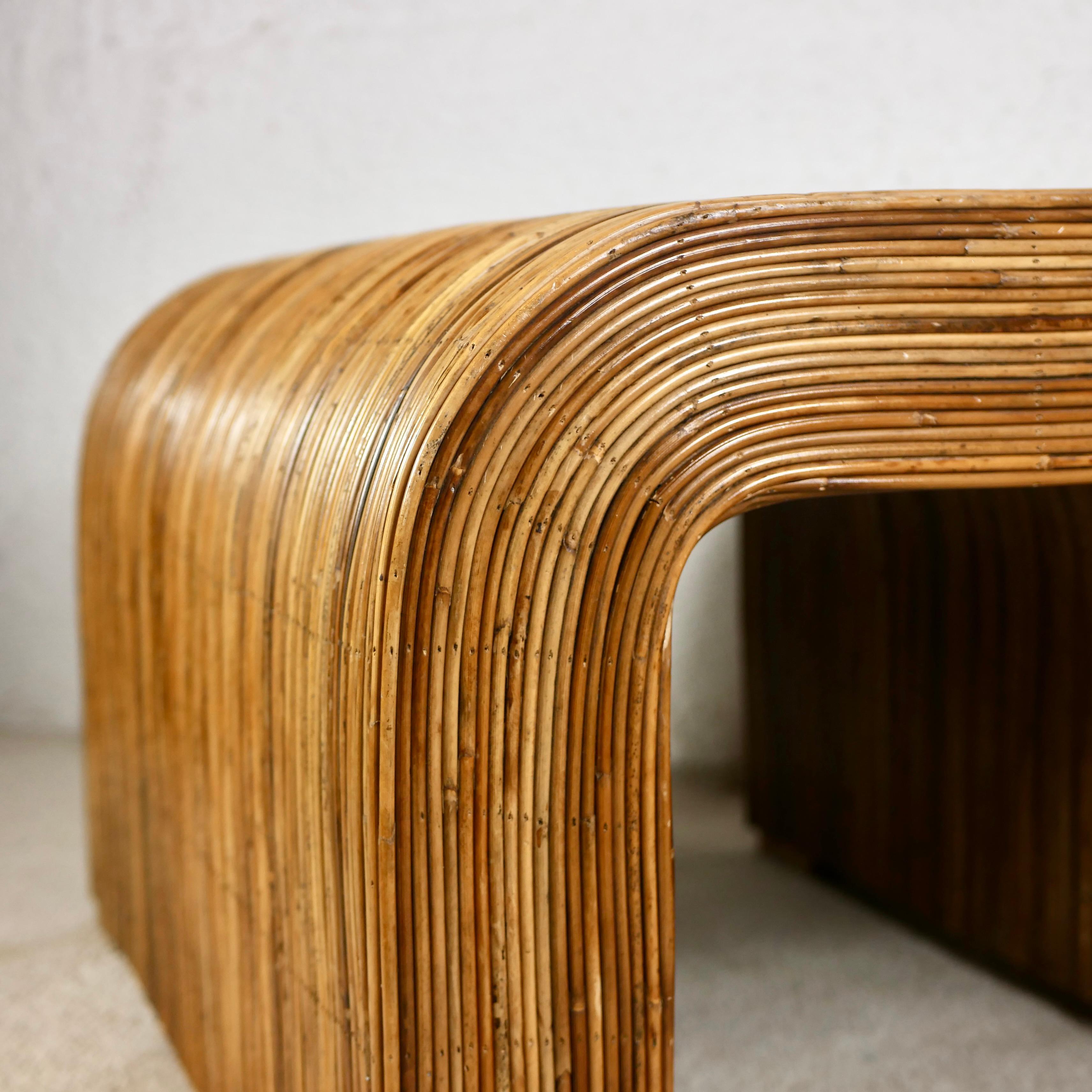 Rattan waterfall coffee / side table or bench, made in Italy, 1960s 7
