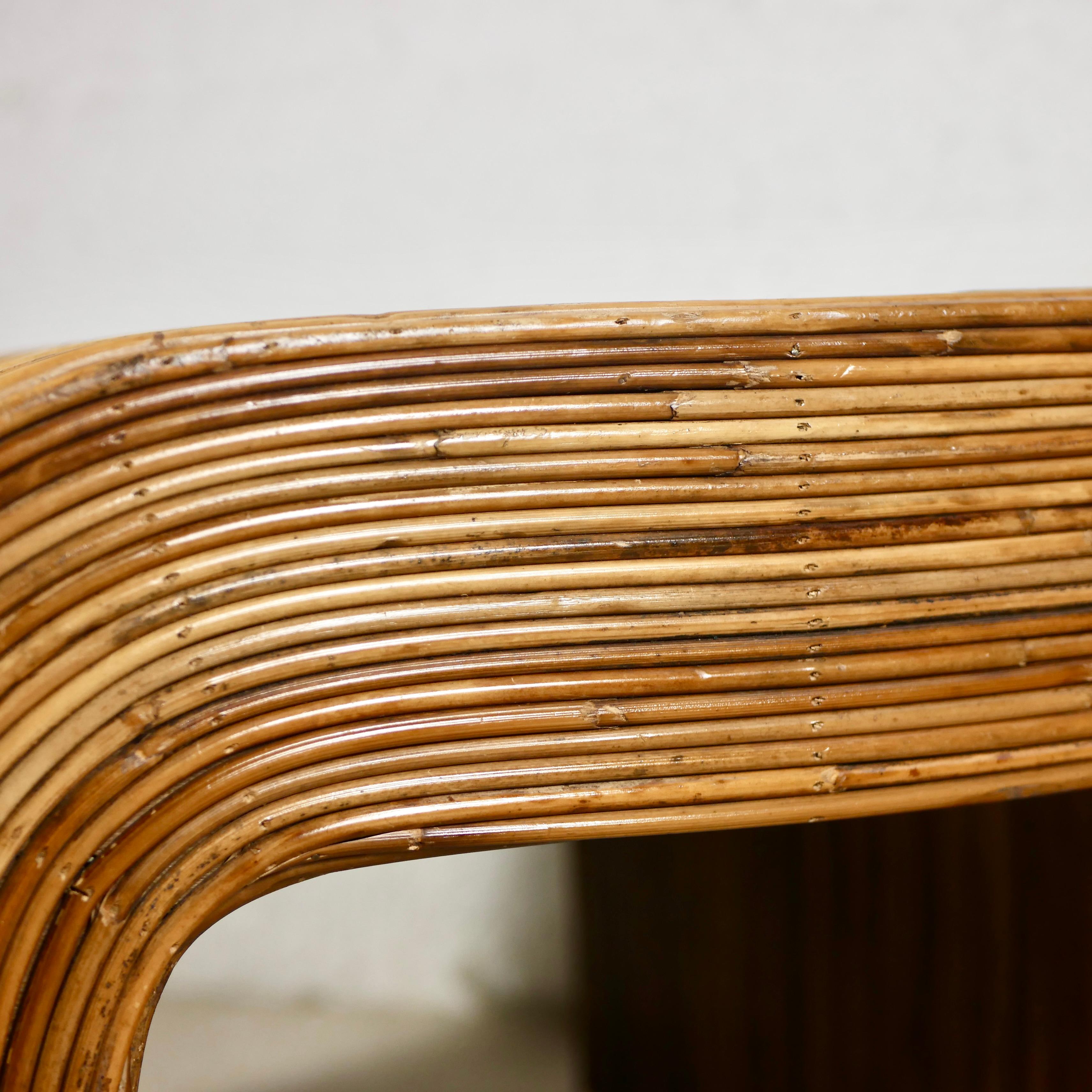 Rattan waterfall coffee / side table or bench, made in Italy, 1960s 8