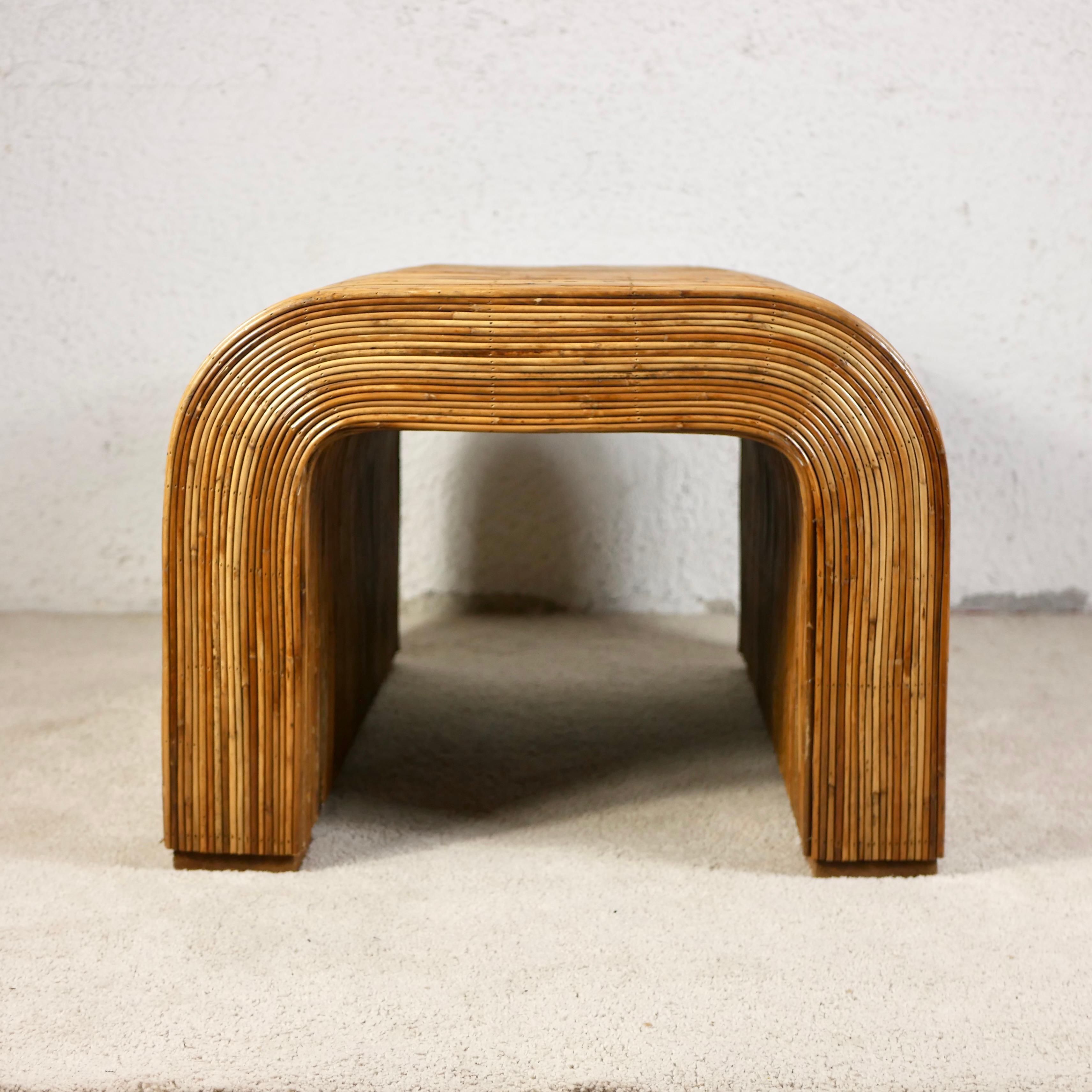 Rattan waterfall coffee / side table or bench, made in Italy, 1960s 2