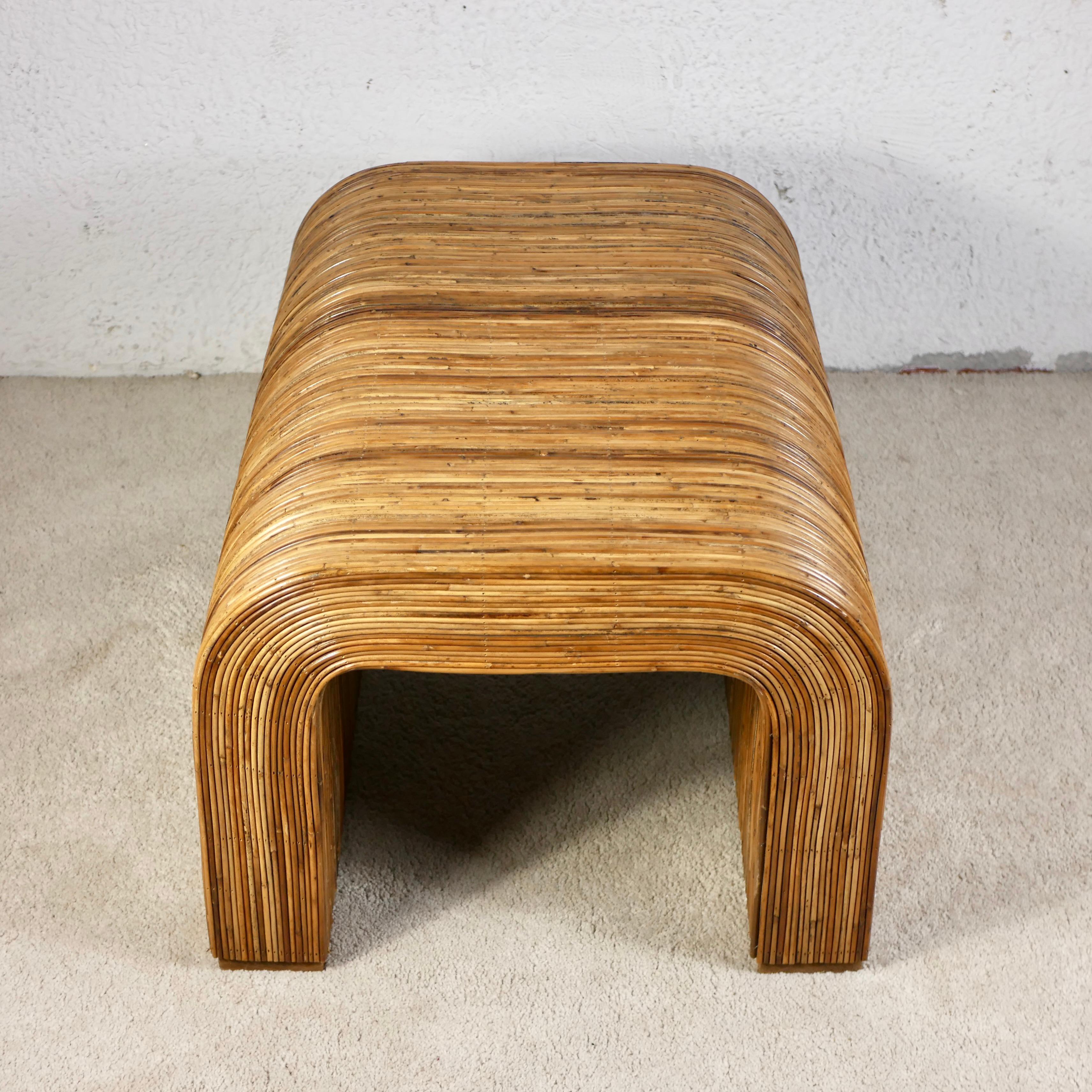 Rattan waterfall coffee / side table or bench, made in Italy, 1960s 3