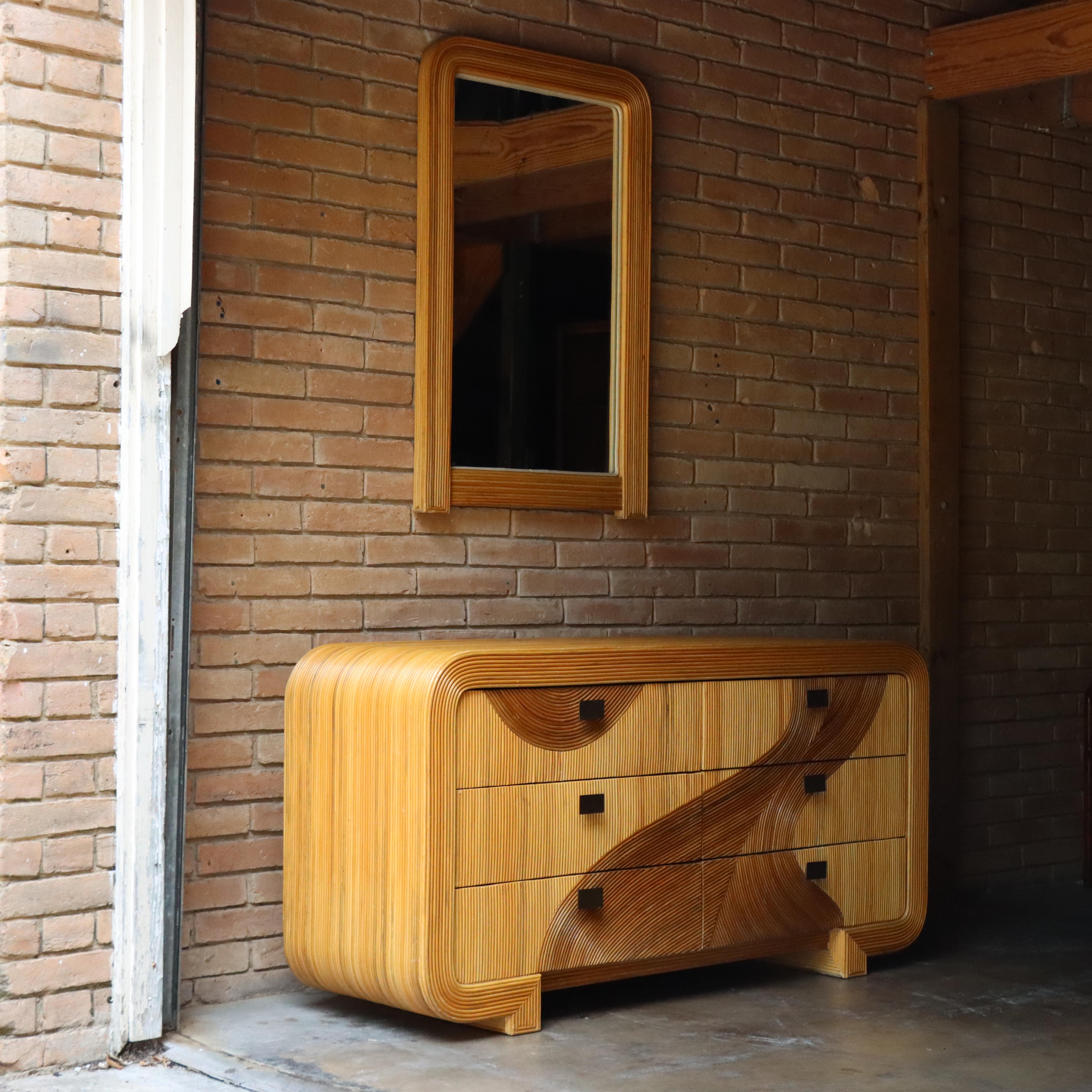 Gabriella Crespi Style Reed Organic Dresser / Mirror, 1970s 10