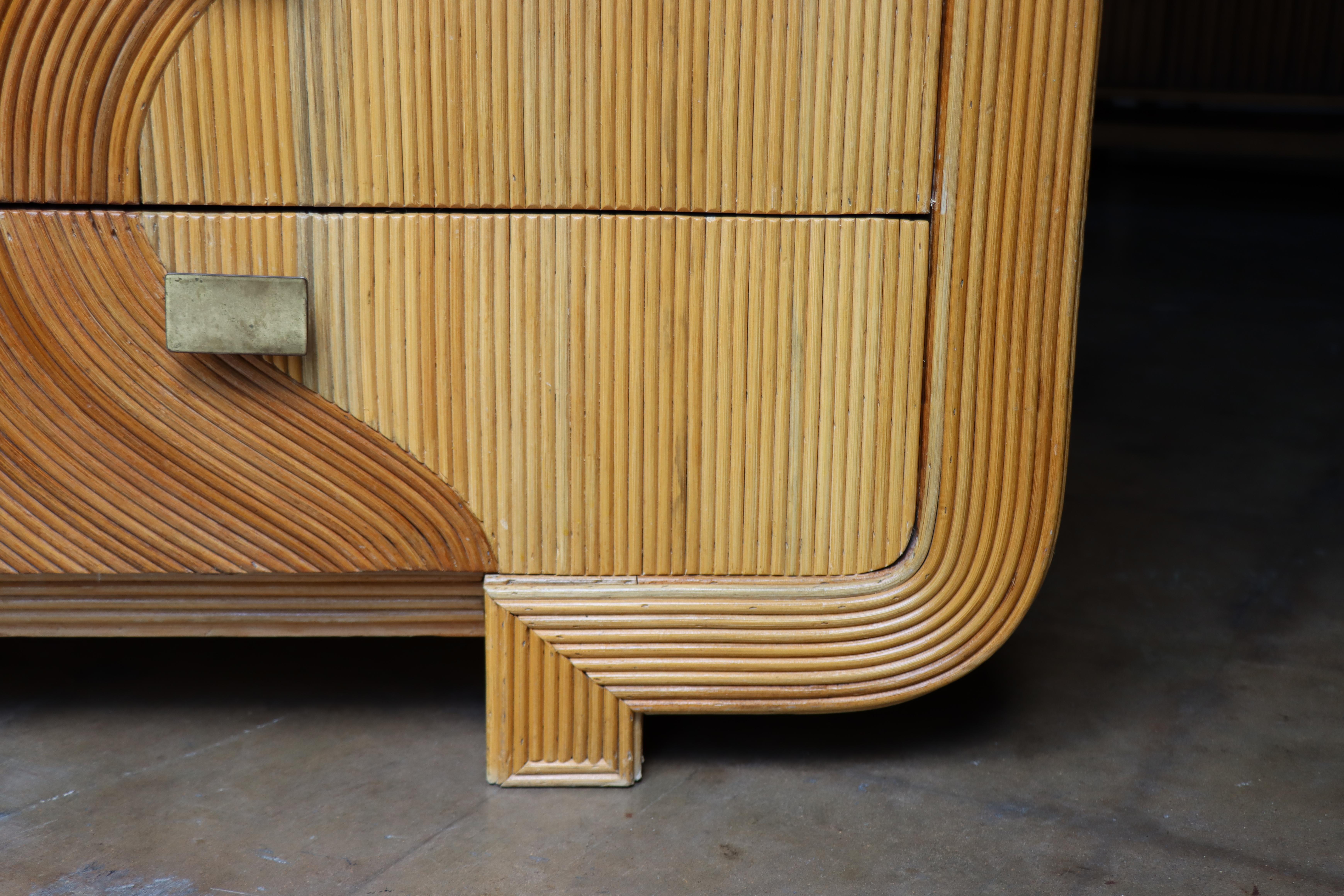 Hand-Crafted Gabriella Crespi Style Reed Organic Dresser / Mirror, 1970s