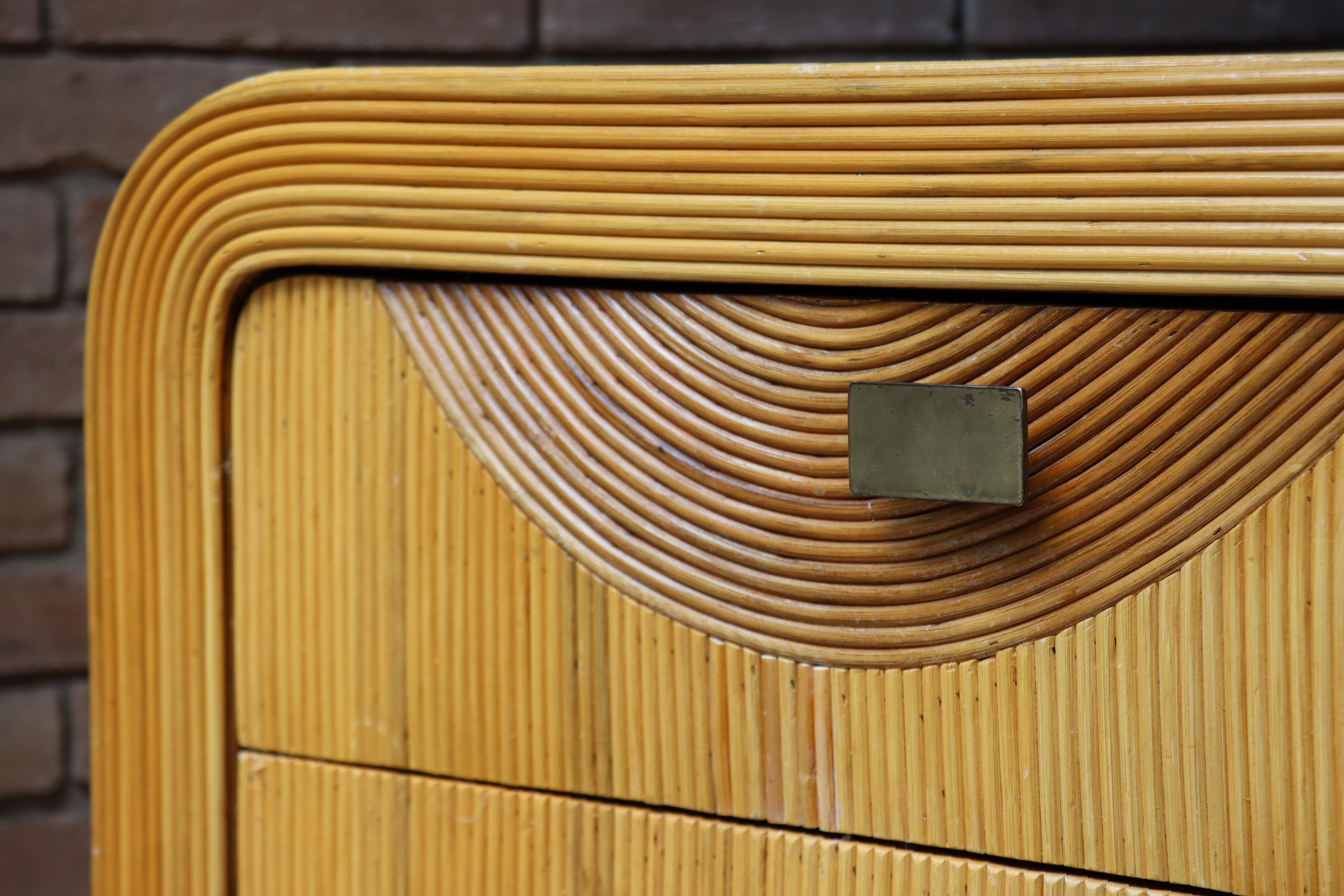 Gabriella Crespi Style Reed Organic Dresser / Mirror, 1970s In Good Condition In Round Rock, TX