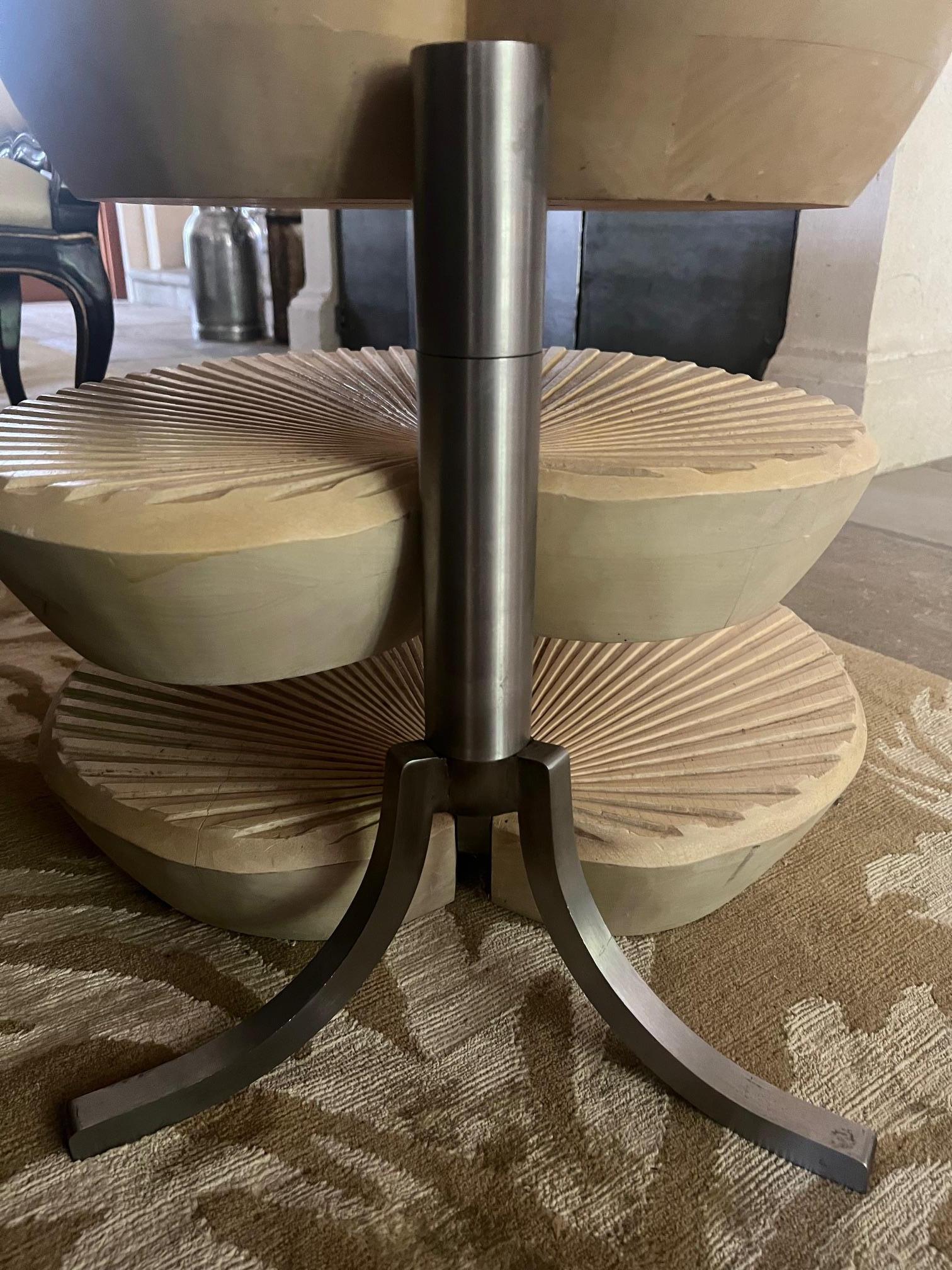 Late 20th Century Rotating Three Palm Occasional /  Side Tables- Set of 2 For Sale