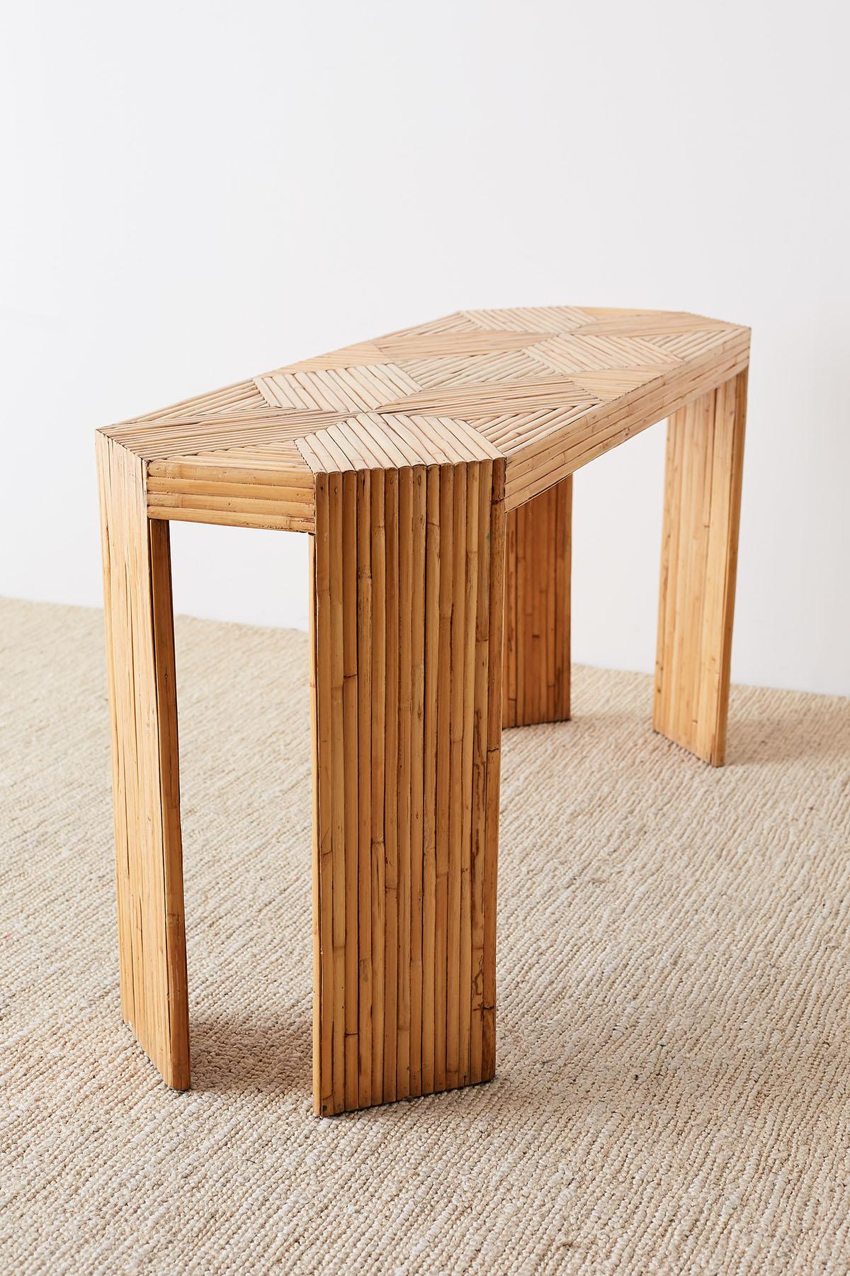 Gabriella Crespi Style Split Bamboo Console Table or Desk 10