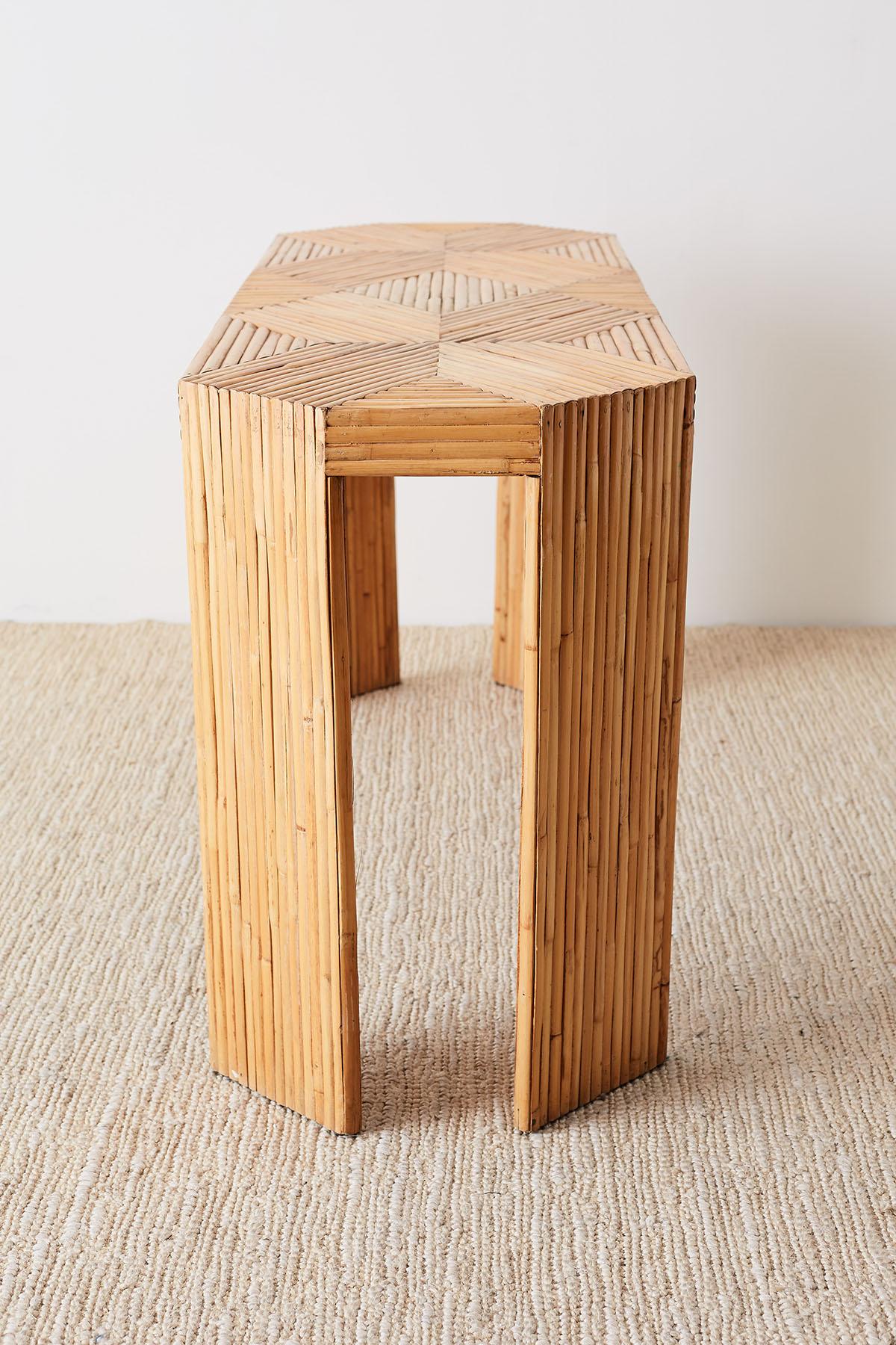 Organic Modern Gabriella Crespi Style Split Bamboo Console Table or Desk