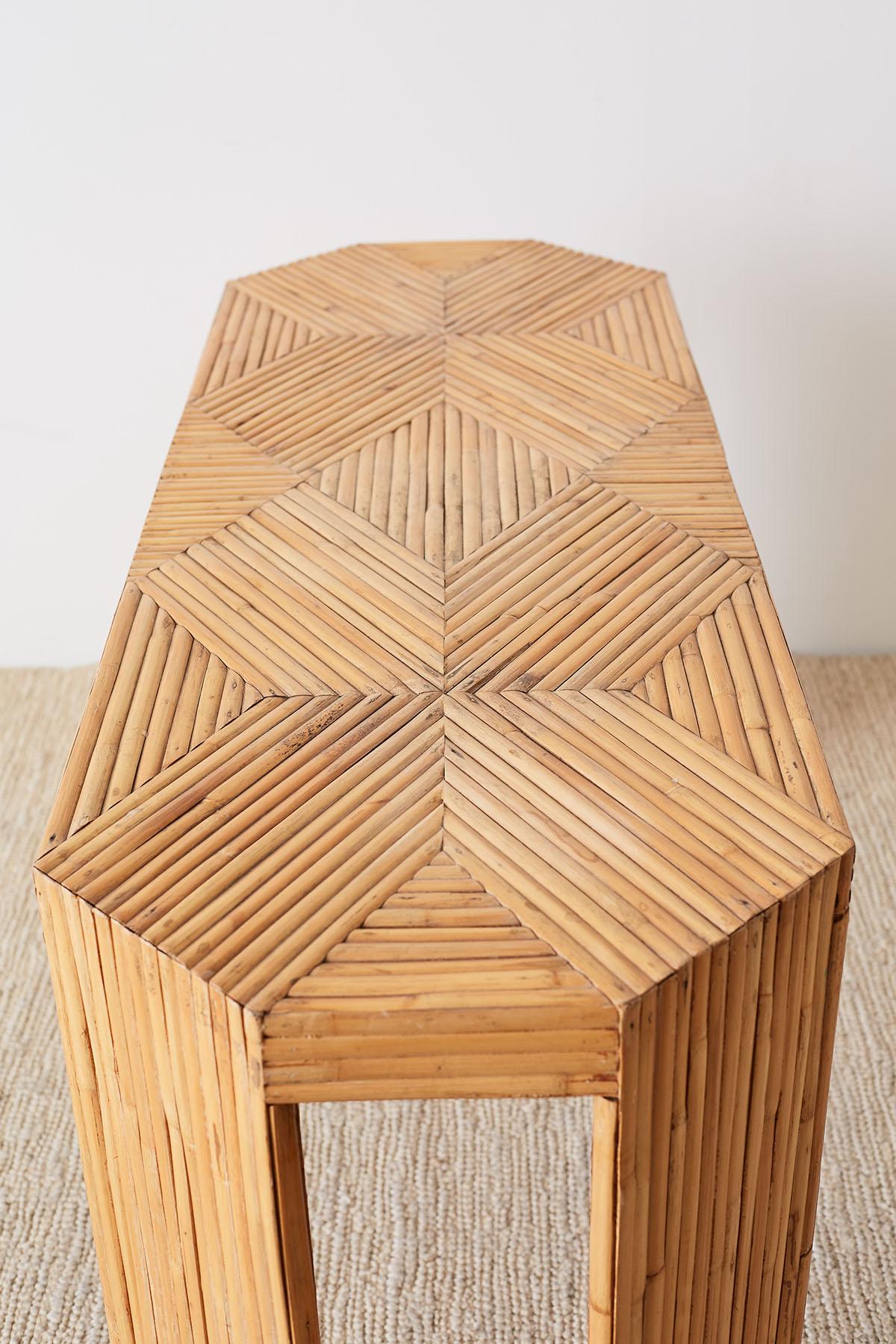 Gabriella Crespi Style Split Bamboo Console Table or Desk In Good Condition In Rio Vista, CA