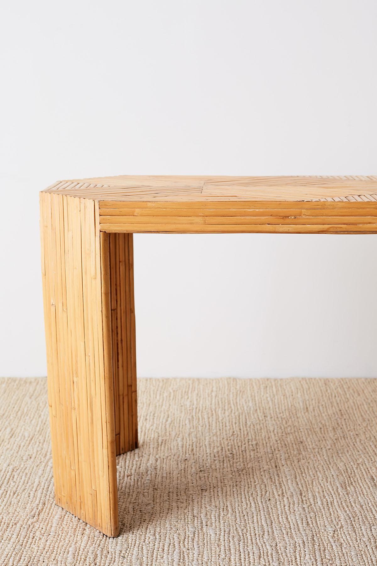 20th Century Gabriella Crespi Style Split Bamboo Console Table or Desk