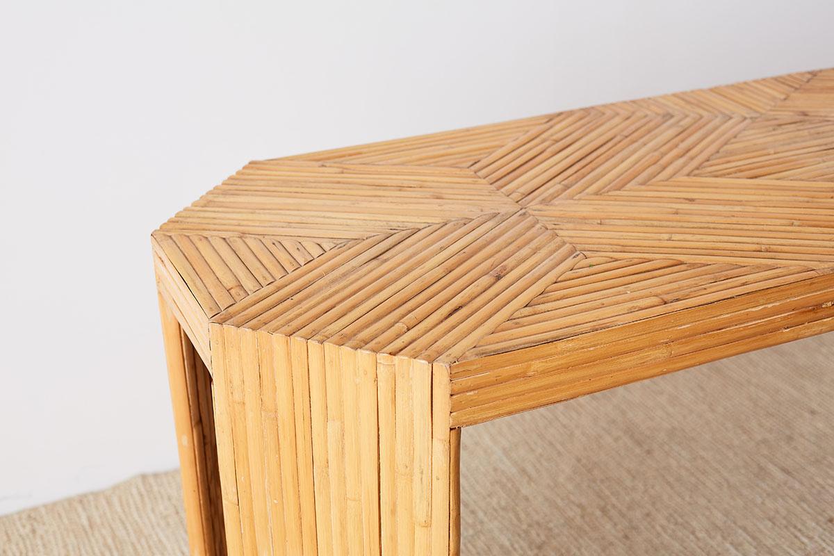 Rattan Gabriella Crespi Style Split Bamboo Console Table or Desk