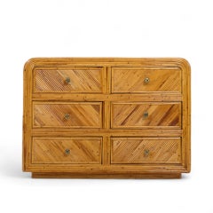 Split Reed Bamboo 6 Drawer Lowboy Dresser
