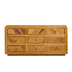 Split Reed Bamboo 9 Drawer Lowboy Dresser