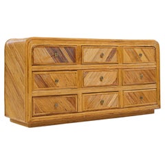 Gabriella Crespi Stile Split Reed Bamboo 9 Cassetti Comò Lowboy