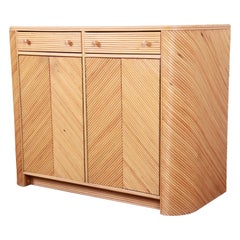 Split Reed Rattan Sideboard Cabinet, circa 1970s