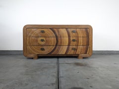 Gabriella Crespi Style Split Reed Rattan Six Drawer Dresser, c1970s