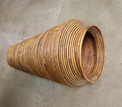 2' Stacked Pencil Reed Rattan Large Floor Vase