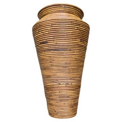 Retro  2' Stacked Pencil Reed Rattan Large Floor Vase