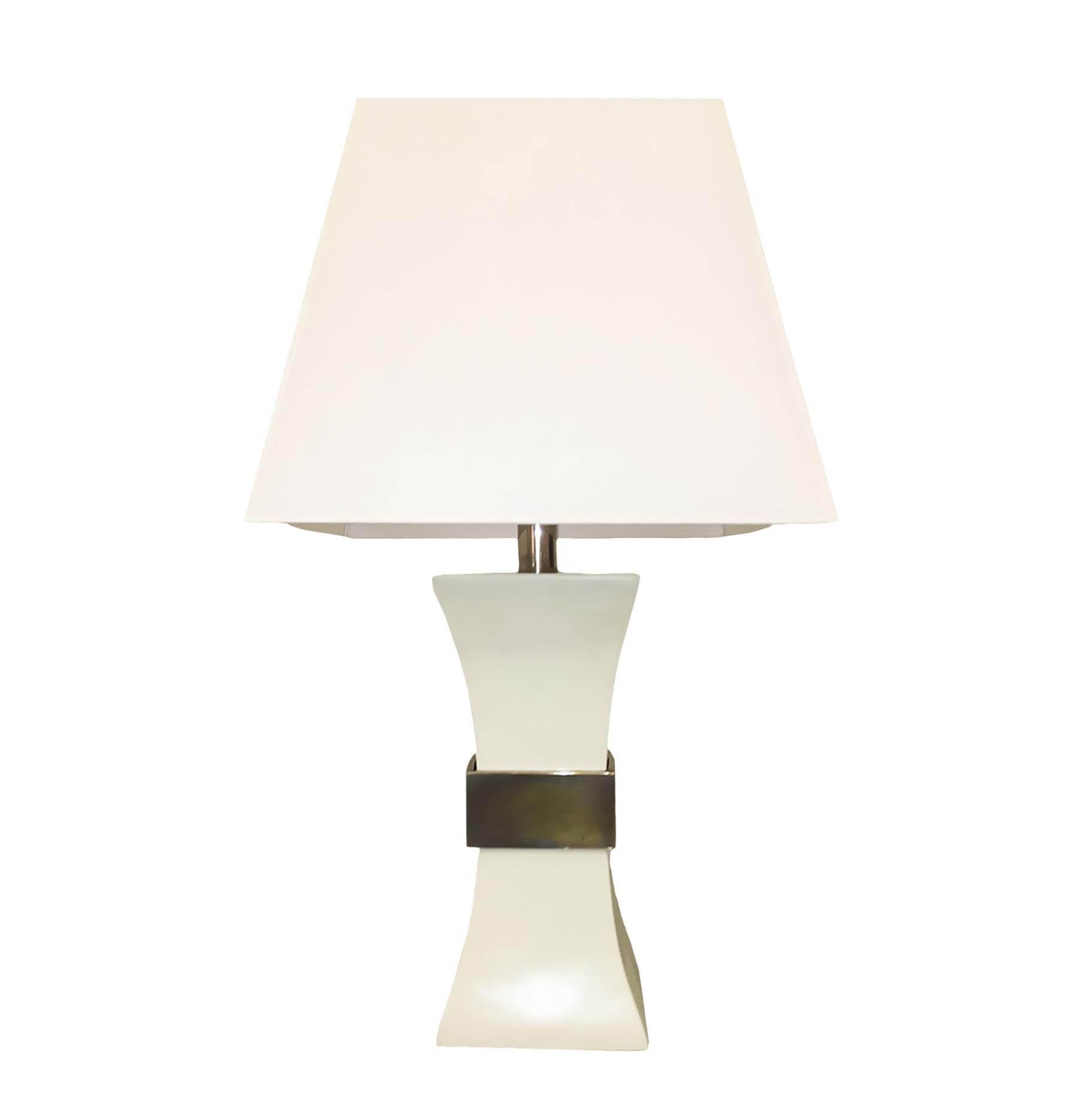 Mid-Century Modern Gabriella Crespi Table Lamp in Ceramic and Golden Brass, 1970s, Italy For Sale