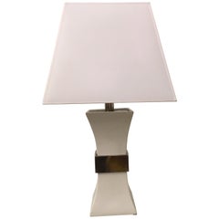 Gabriella Crespi Table Lamp in Ceramic and Golden Brass, 1970s, Italy