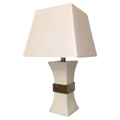 Gabriella Crespi Table Lamp in Ceramic and Golden Brass, 1970s, Italy