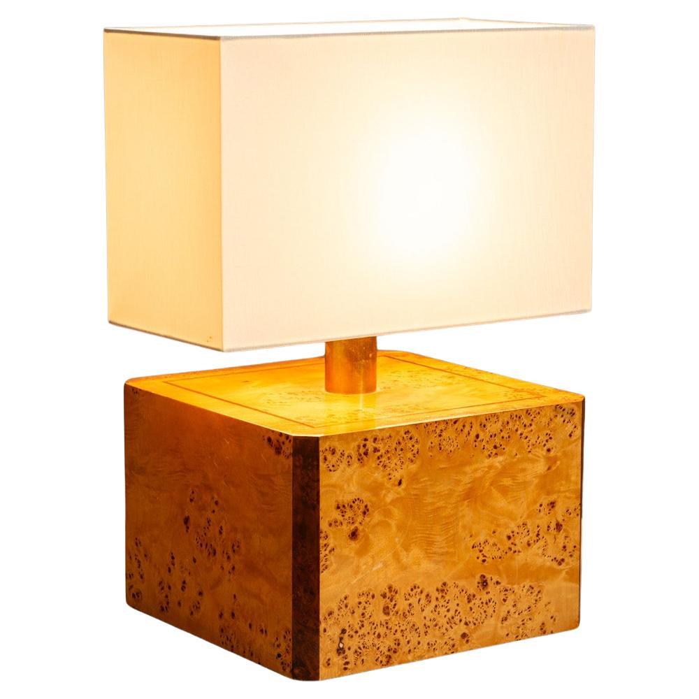 Gabriella Crespi Table Lamp in Walnut Burl and Brass, Italy 1970s