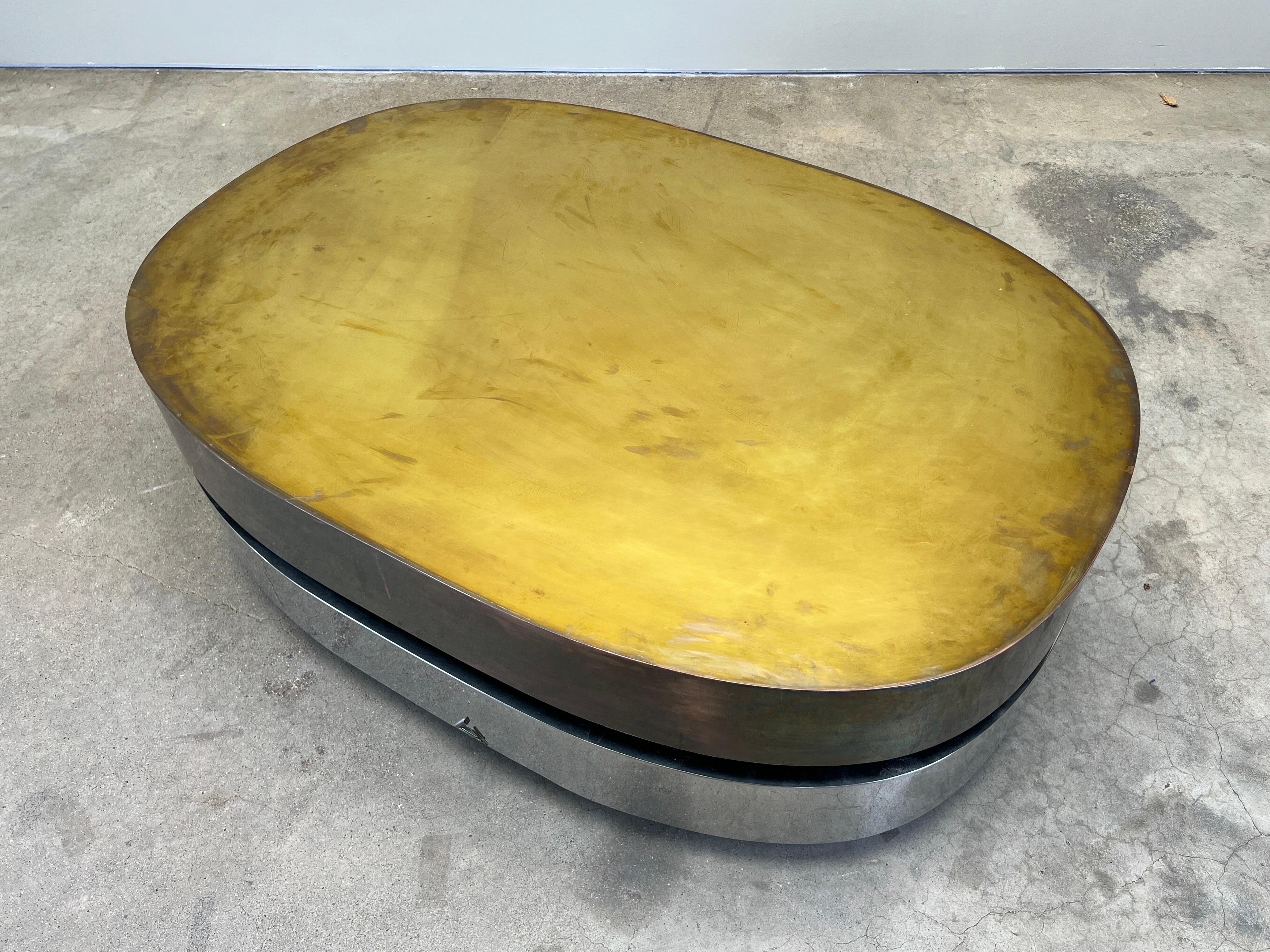 Gabriella Crespi Tavola Scultura Coffee Table in Brass and Chrome 7