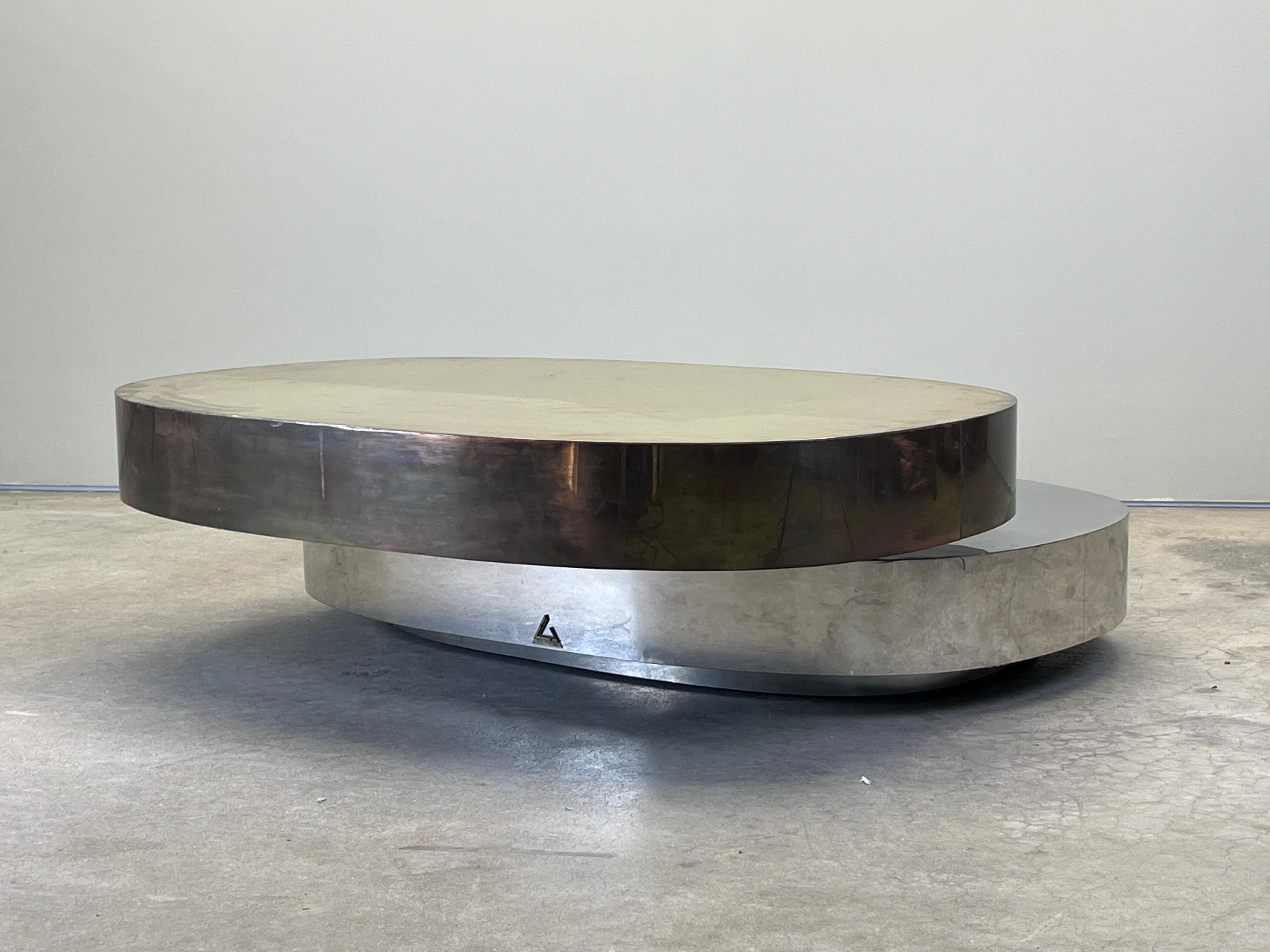 Gabriella Crespi Tavola Scultura Coffee Table in Brass and Chrome 8