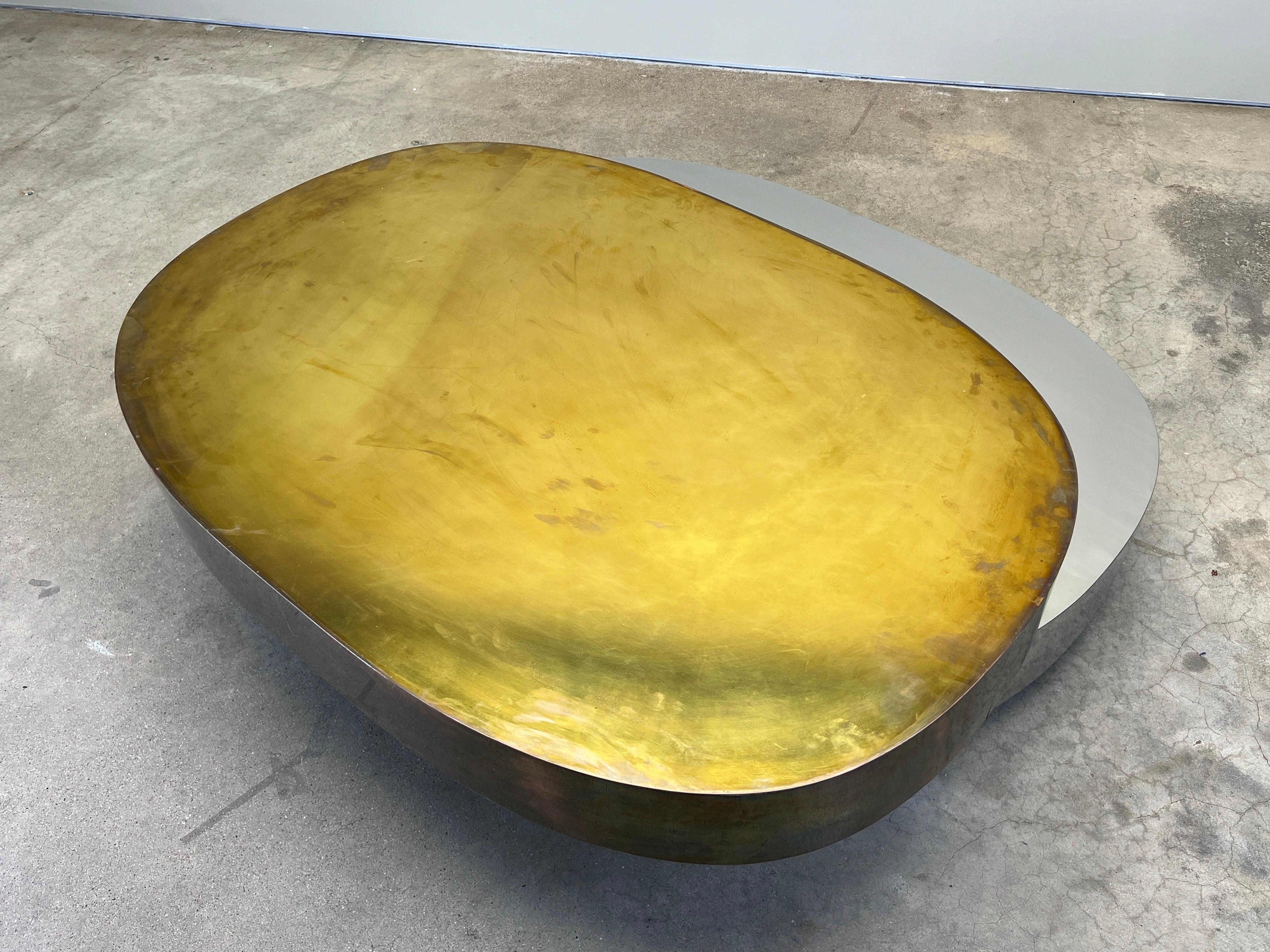 Gabriella Crespi Tavola Scultura Coffee Table in Brass and Chrome 10