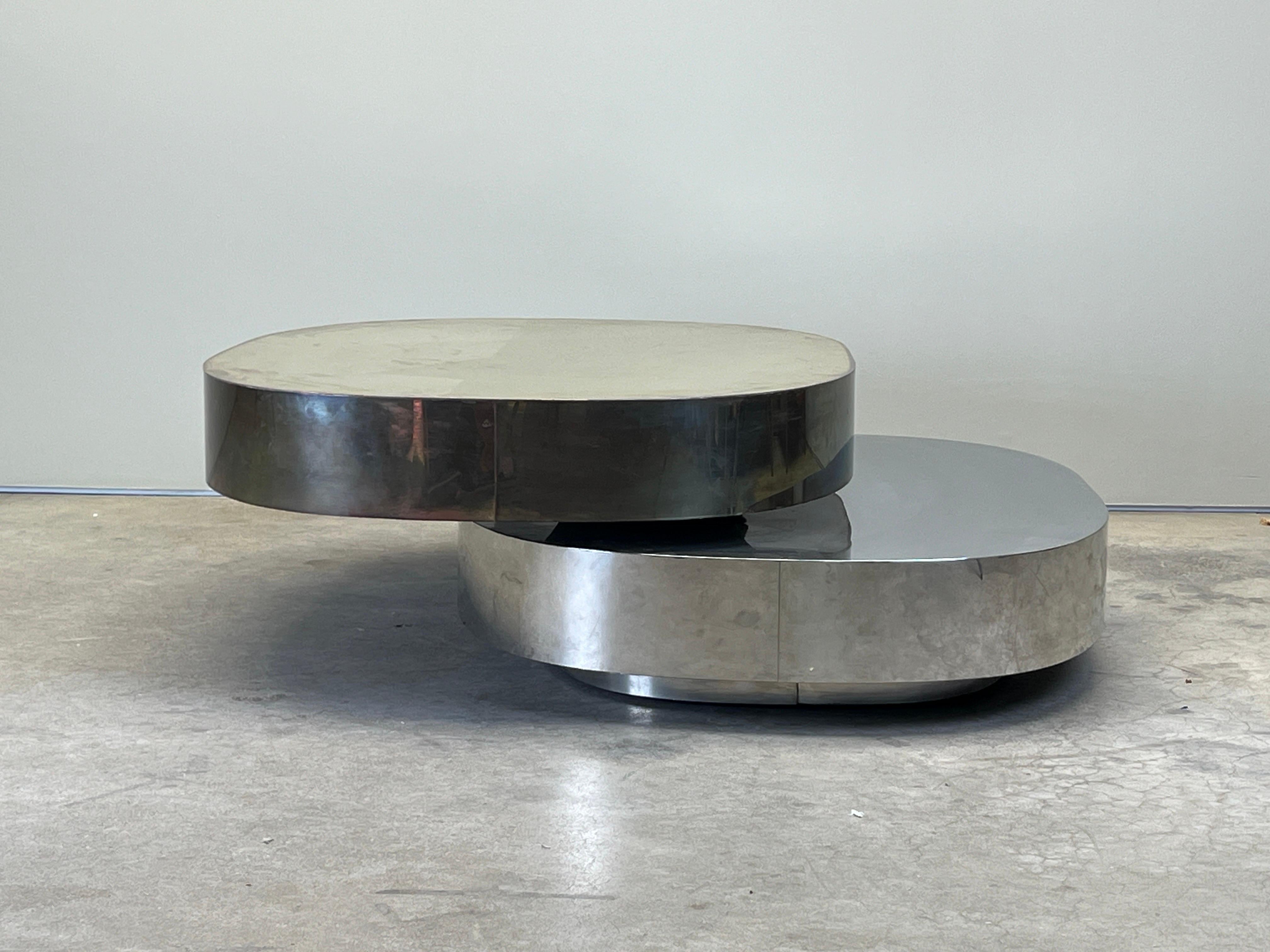 Gabriella Crespi Tavola Scultura Coffee Table in Brass and Chrome 11