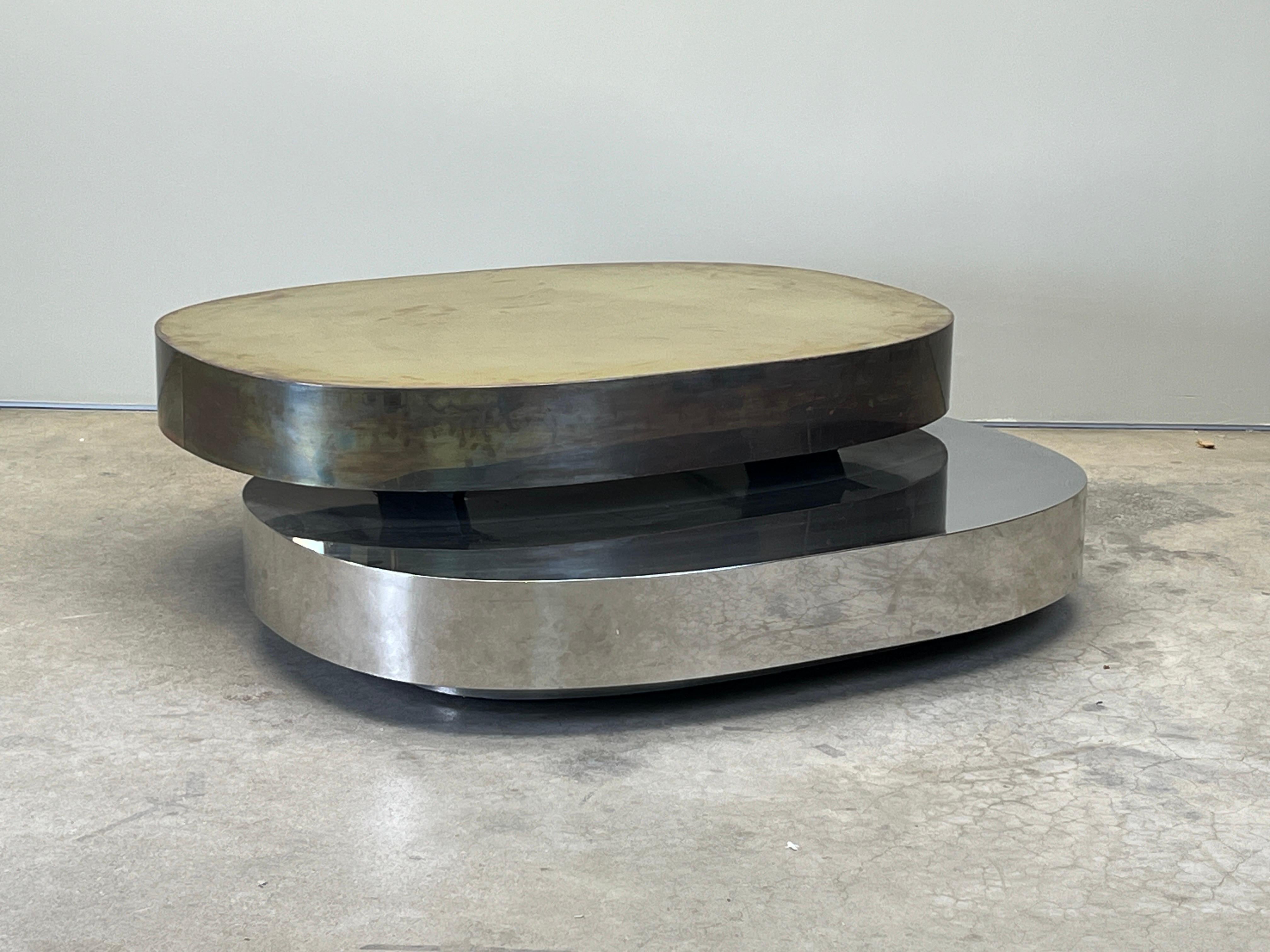 Gabriella Crespi Tavola Scultura Coffee Table in Brass and Chrome 13
