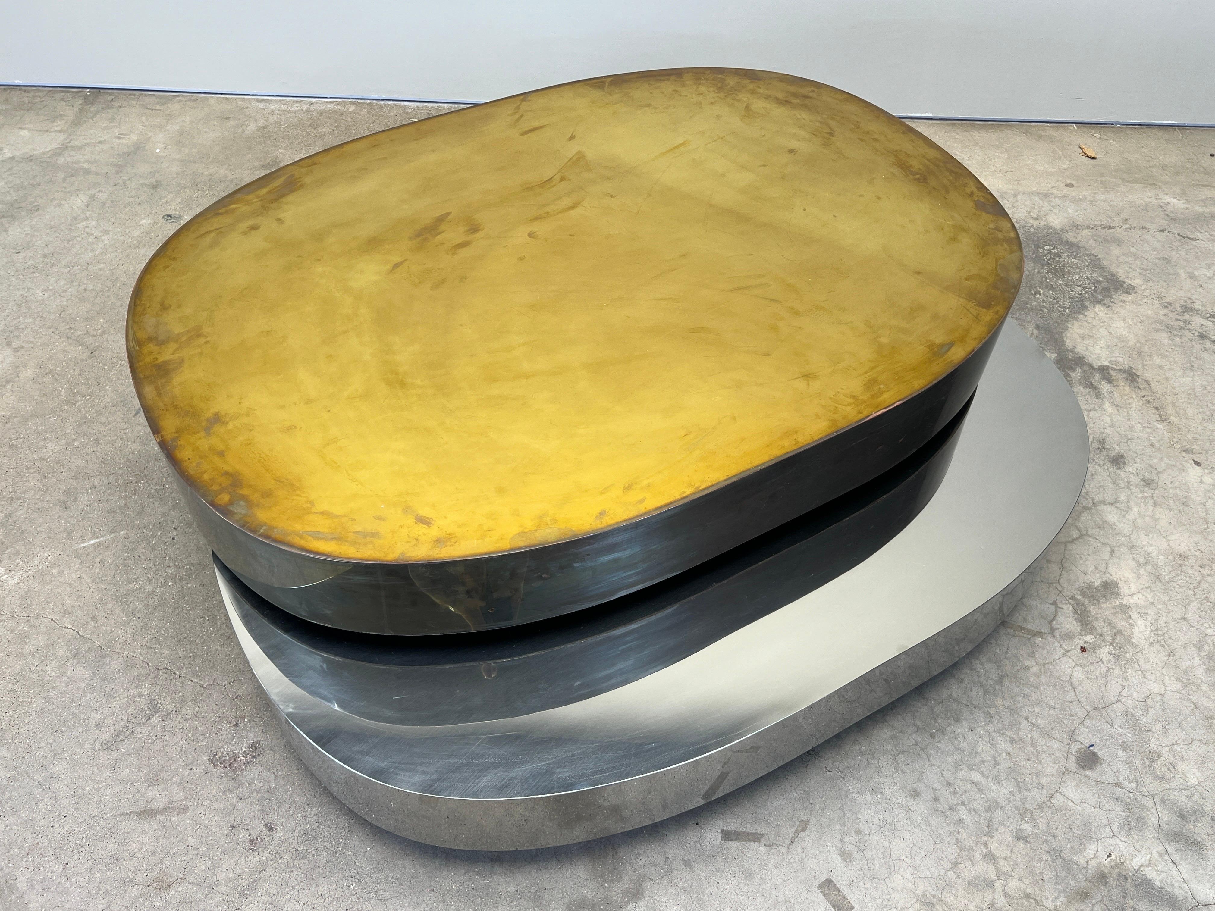 Gabriella Crespi Tavola Scultura Coffee Table in Brass and Chrome 15