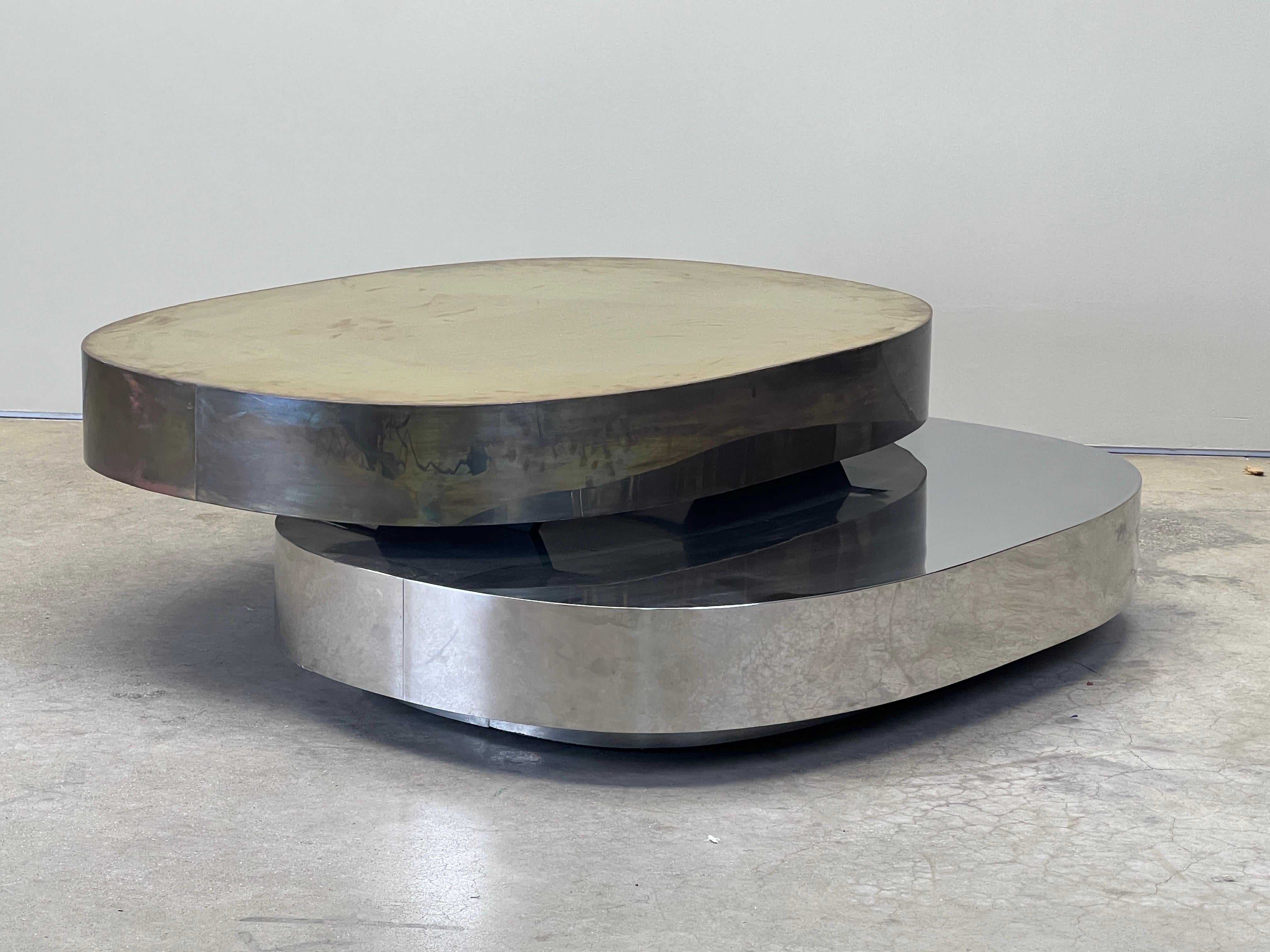 Gabriella Crespi Tavola Scultura Coffee Table in Brass and Chrome 16