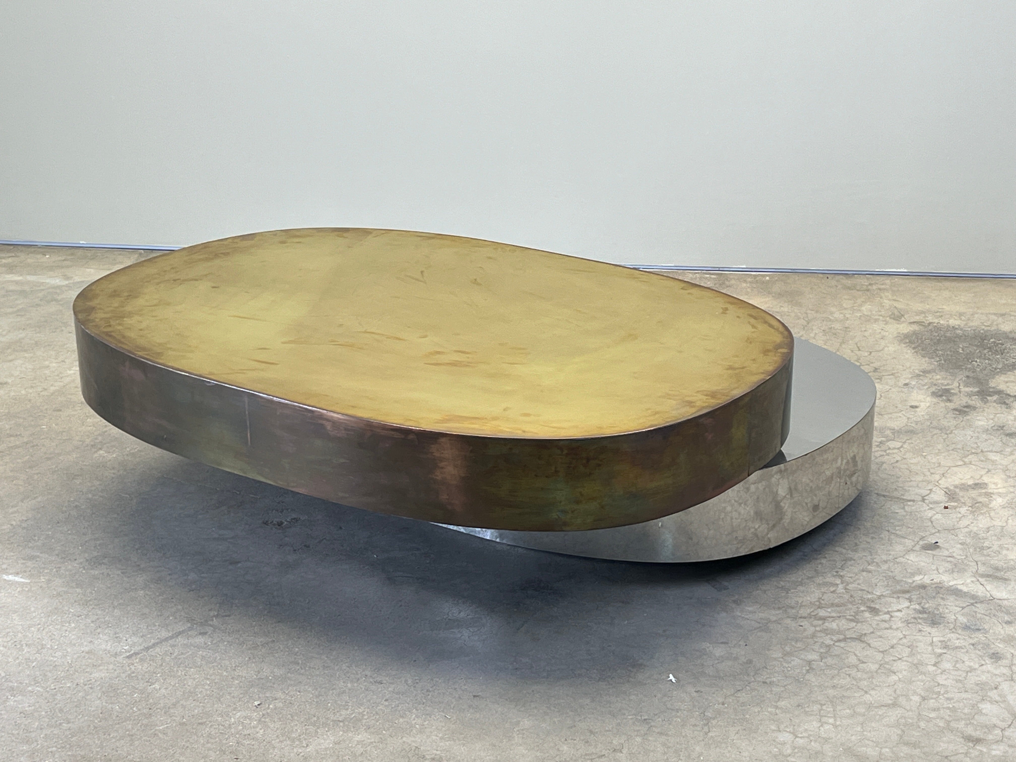 Gabriella Crespi Tavola Scultura Coffee Table in Brass and Chrome In Good Condition In Dallas, TX