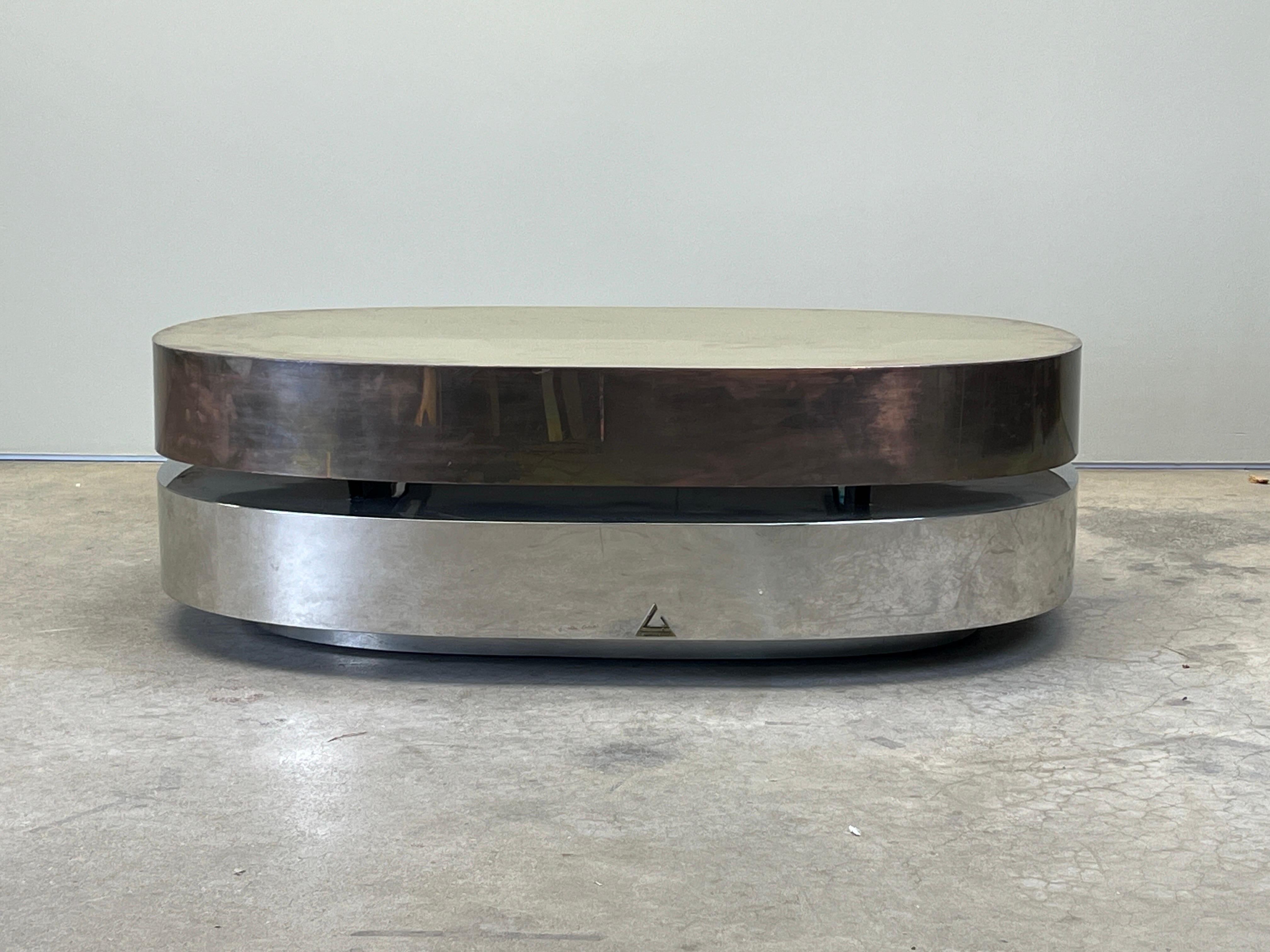 Gabriella Crespi Tavola Scultura Coffee Table in Brass and Chrome 1